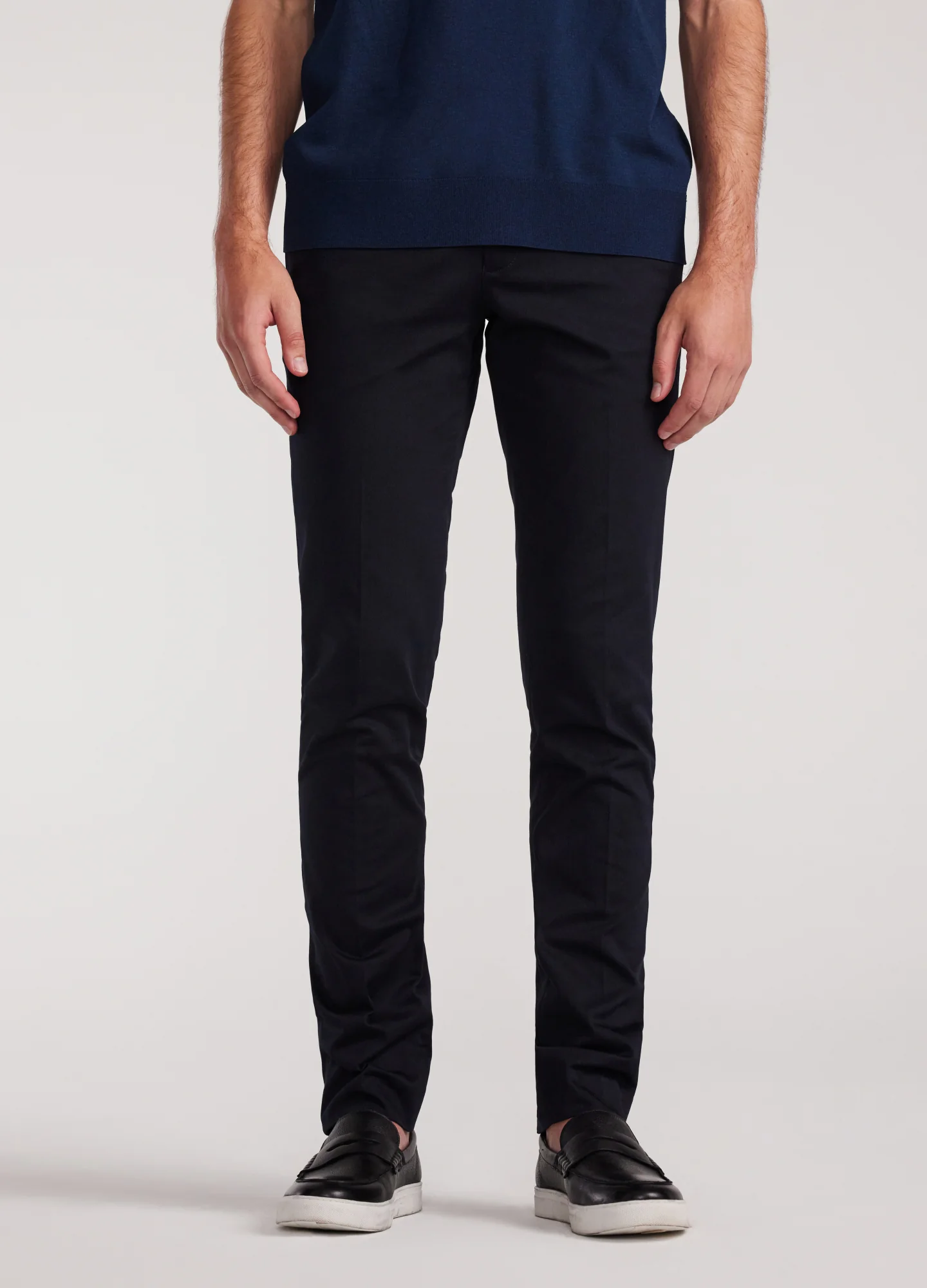 Slim Stretch Mercerised Cotton Pants Navy Dark - Image 3