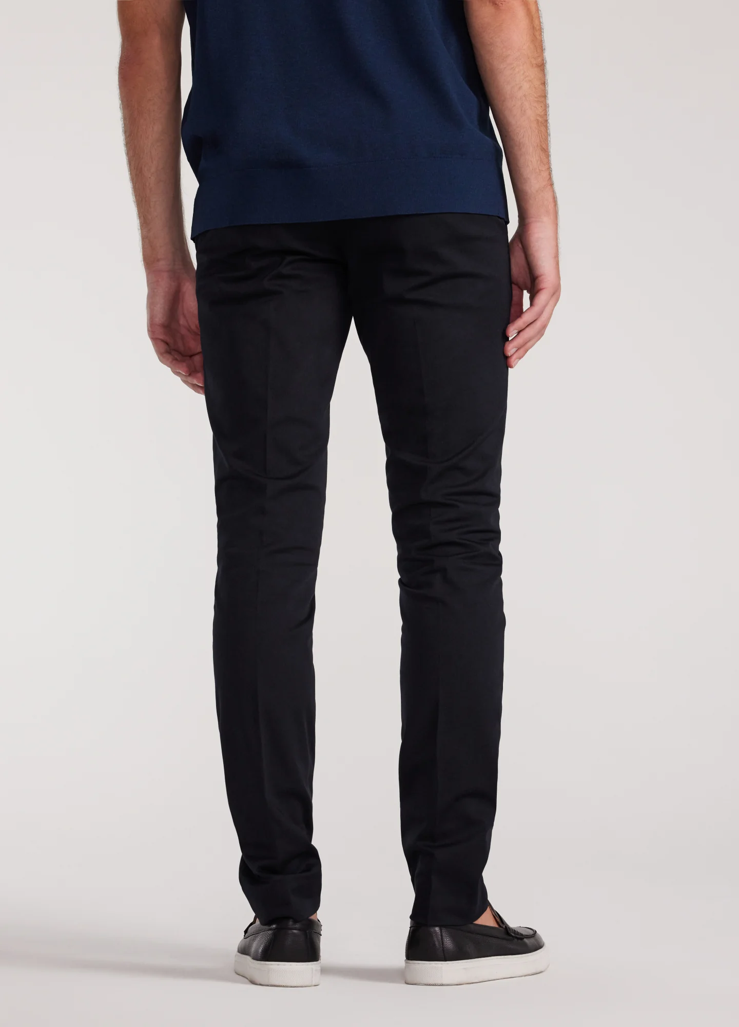 Slim Stretch Mercerised Cotton Pants Navy Dark - Image 4