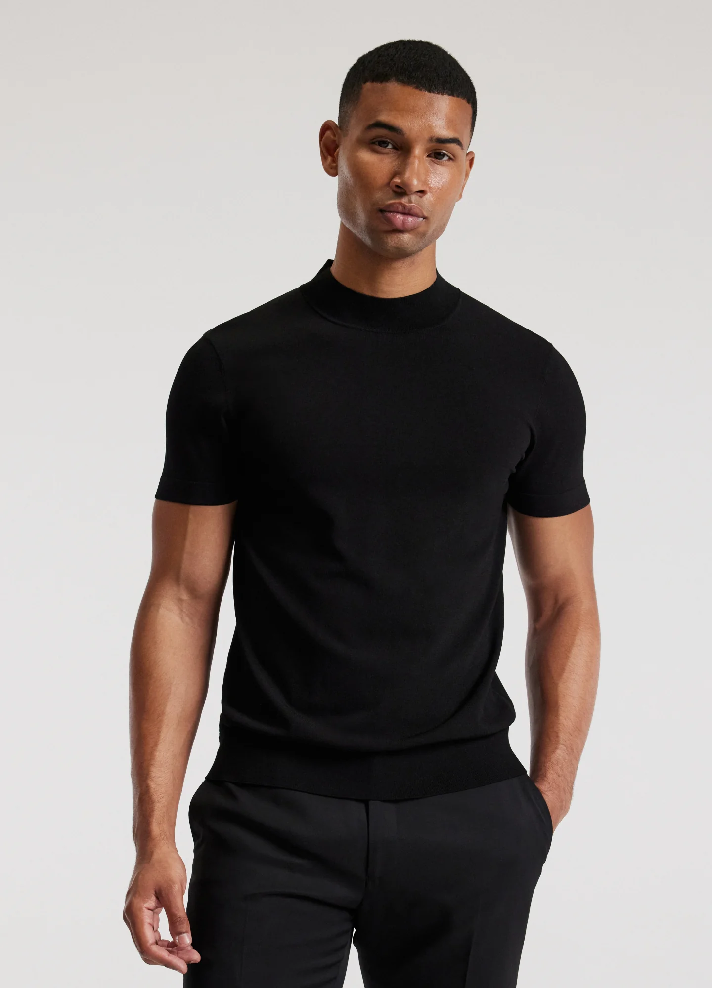 Slim Tech Knit T-shirt Black - Image 3