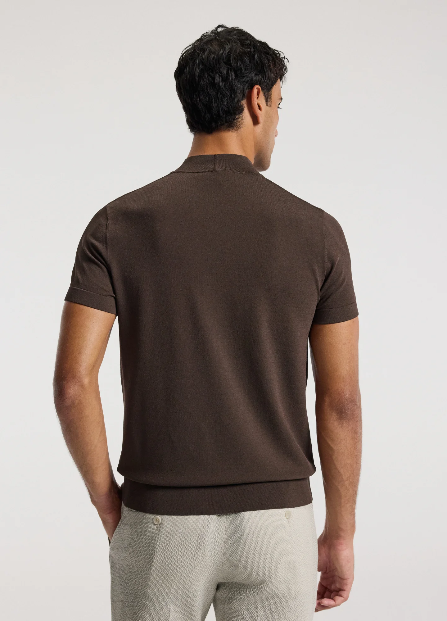 Slim Tech Knit T-shirt Mocha - Image 5