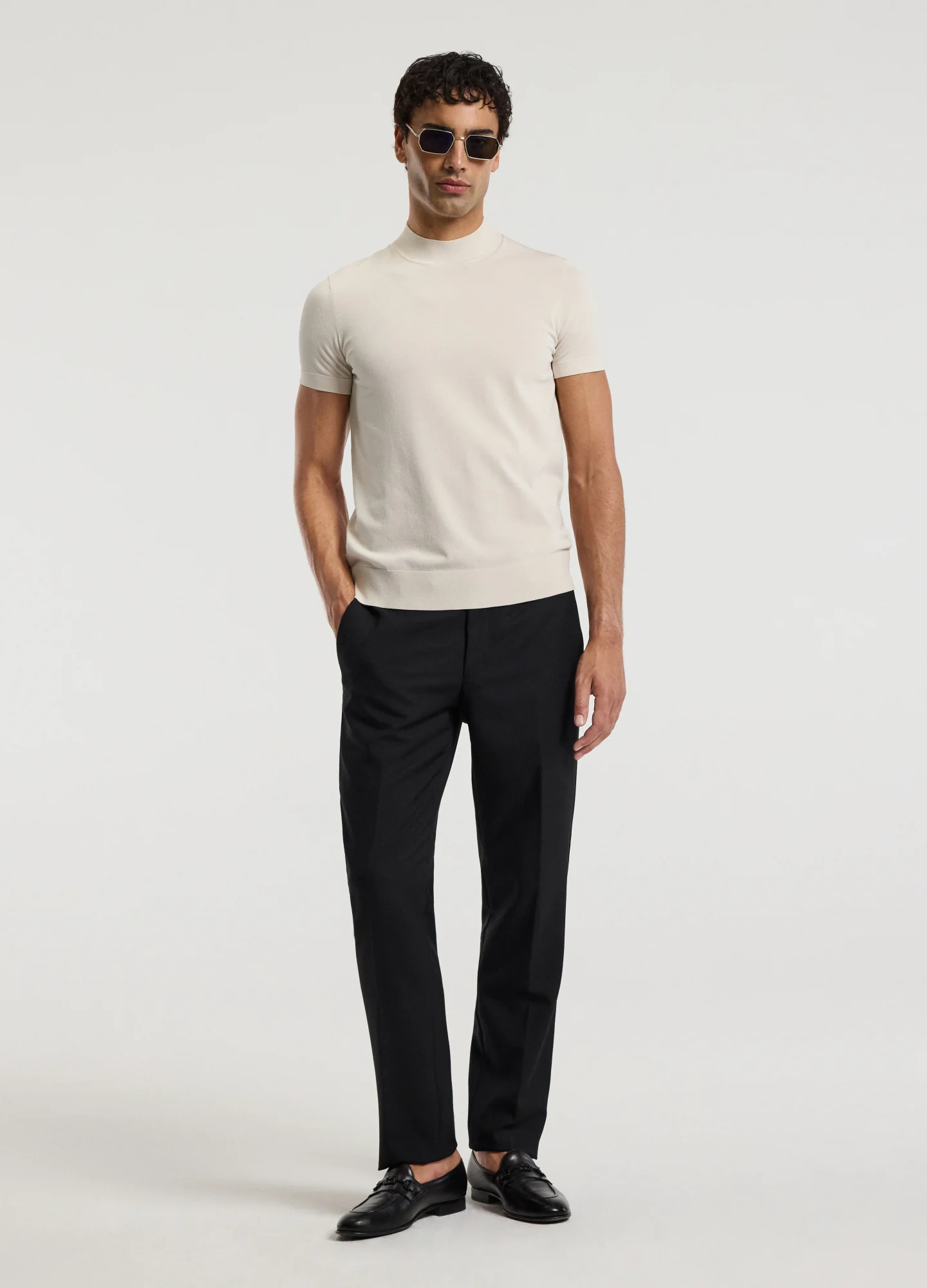Slim Tech Knit T-shirt Parchment - Image 2