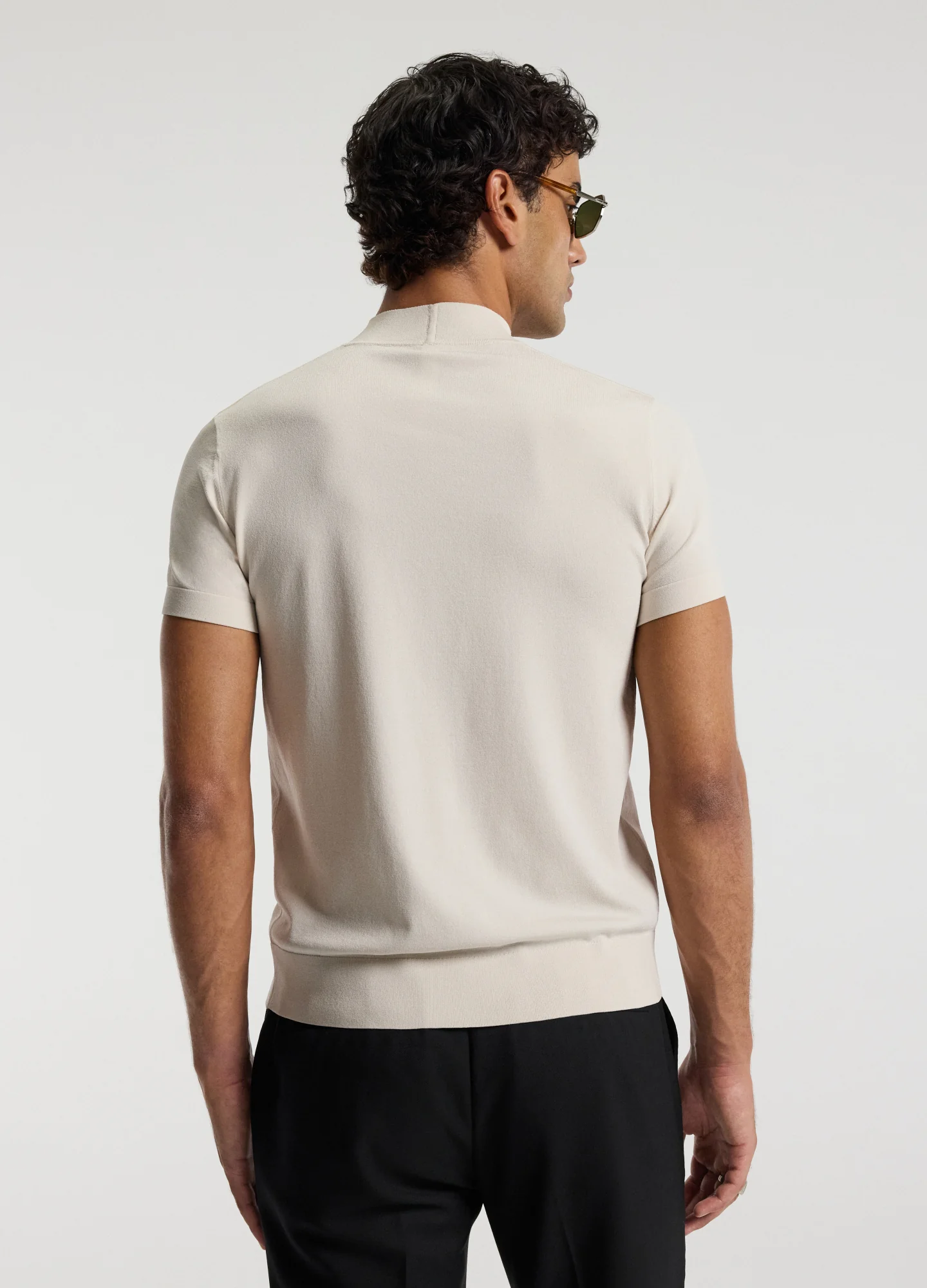 Slim Tech Knit T-shirt Parchment - Image 5