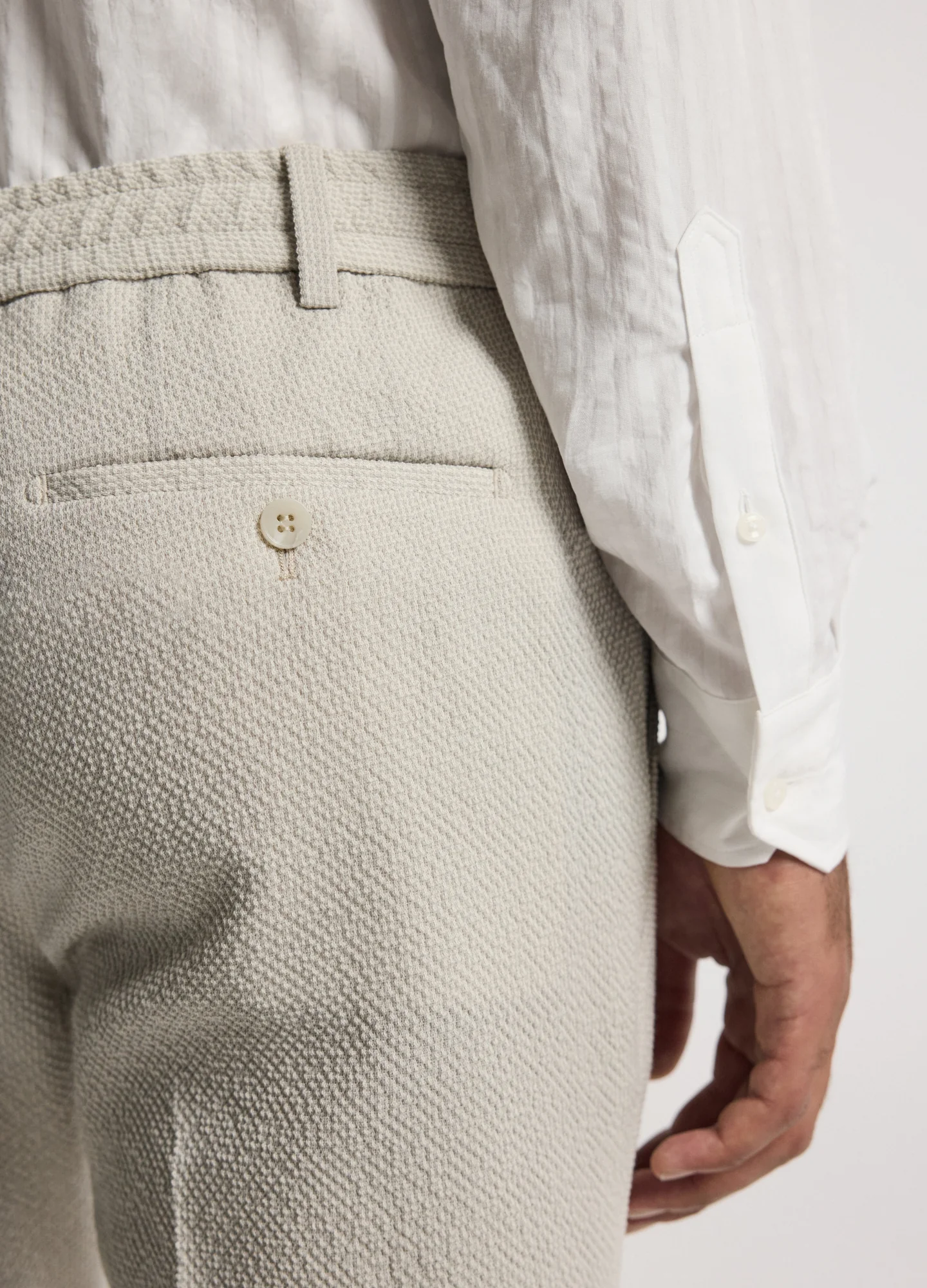 Slim Textured Wool Pants Neutral - Image 4