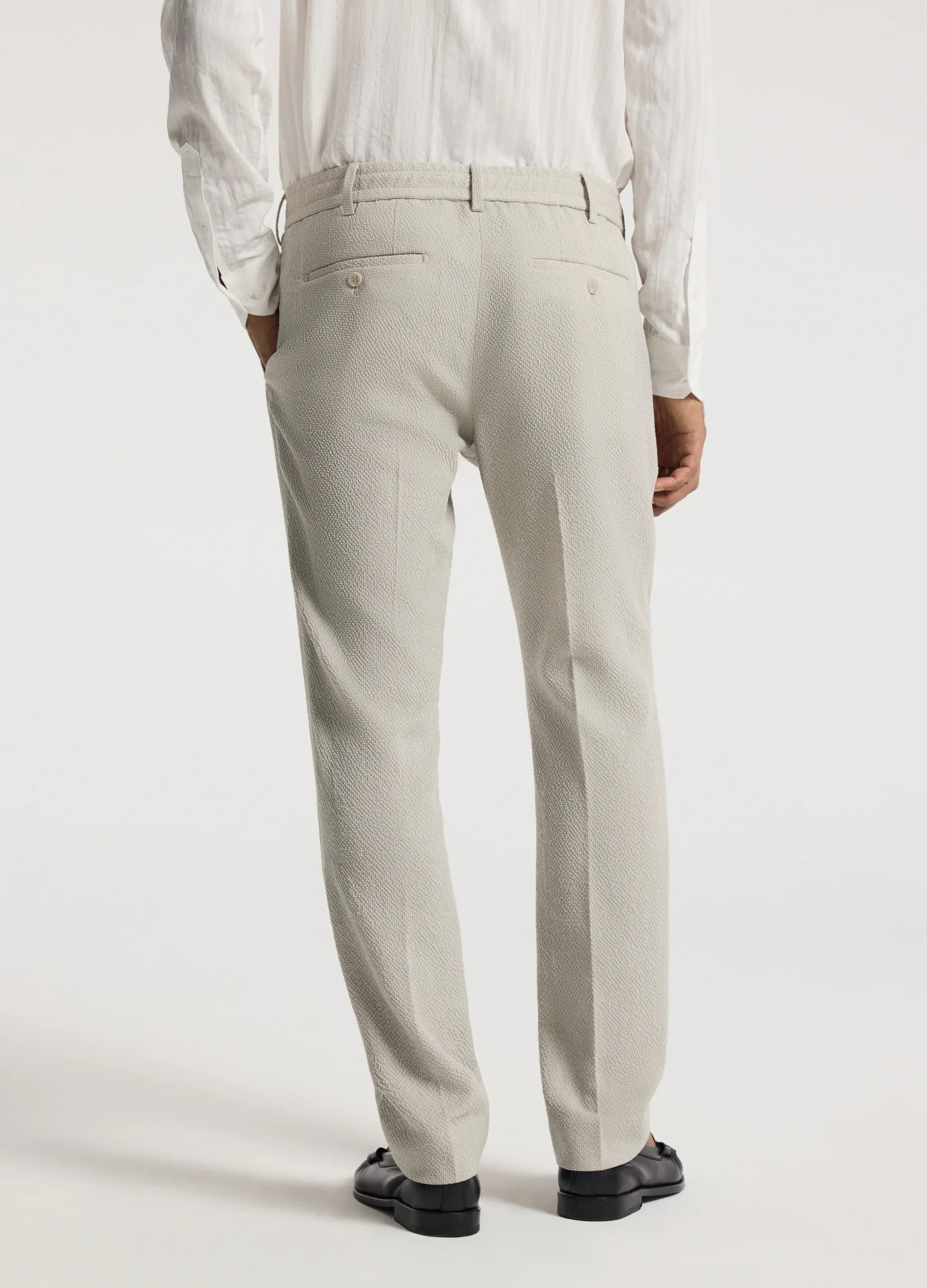 Slim Textured Wool Pants Neutral - Image 5