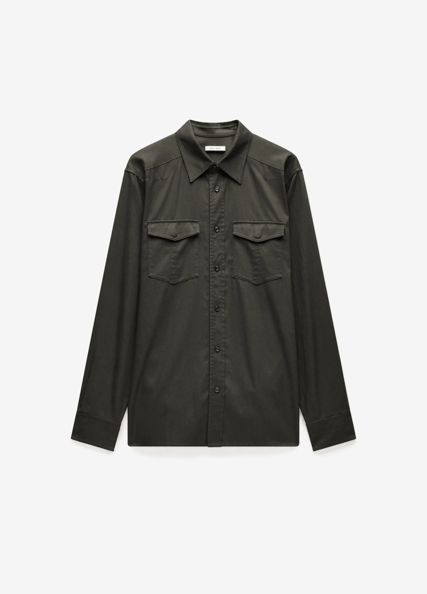 Slim Washed Pocketed Shirt Khaki