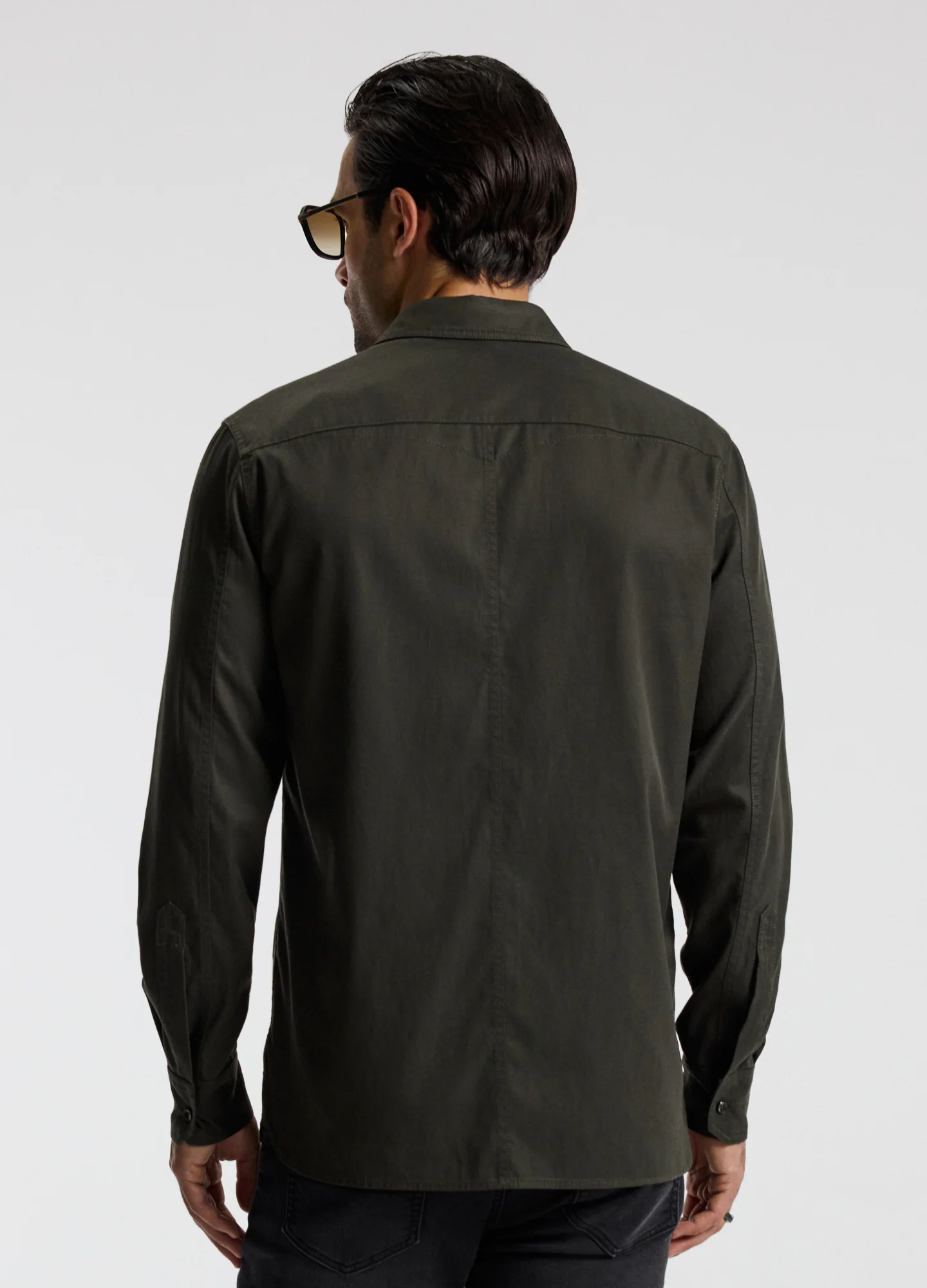 Slim Washed Pocketed Shirt Khaki - Image 5