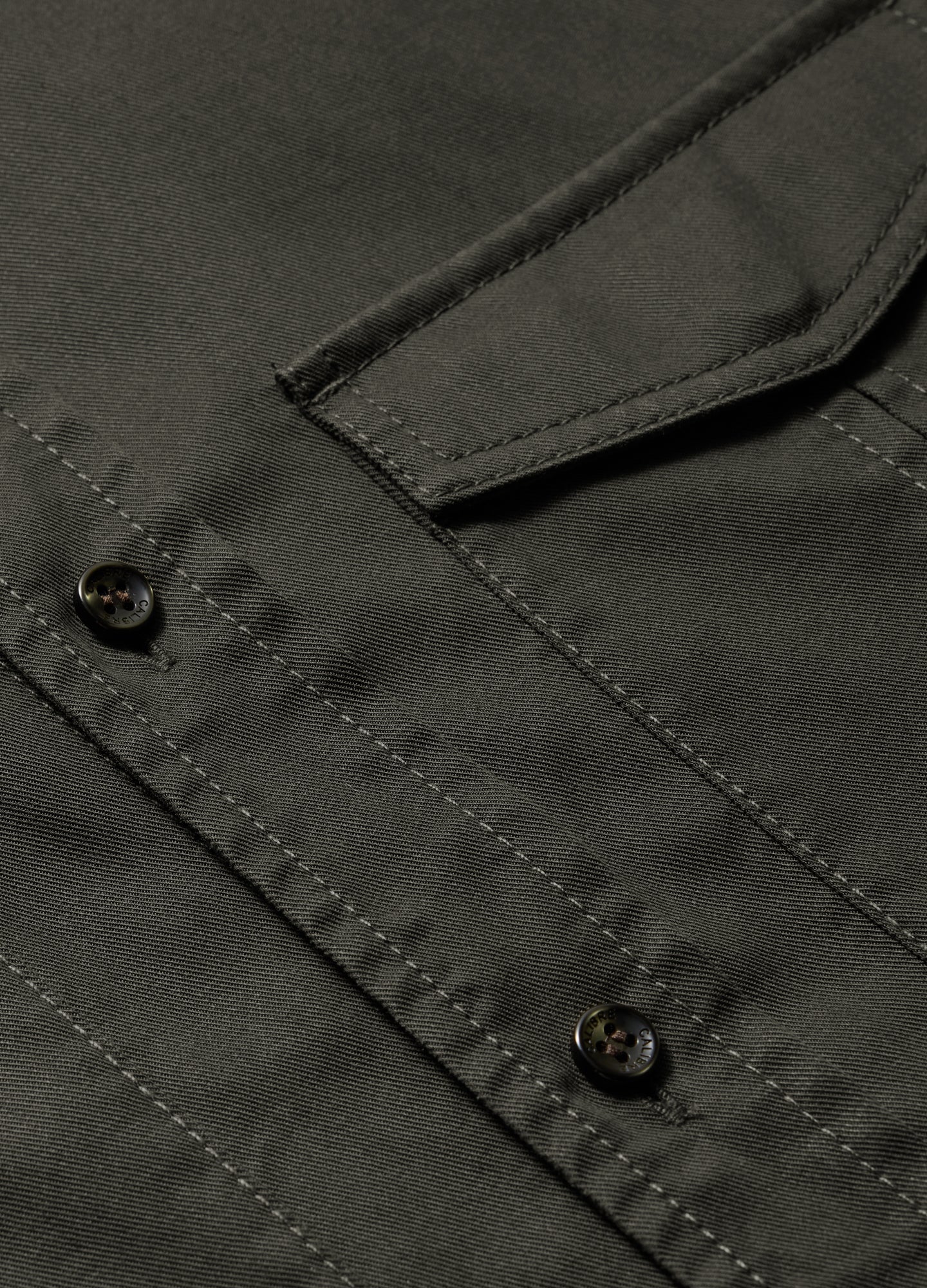 Slim Washed Pocketed Shirt Khaki - Image 6