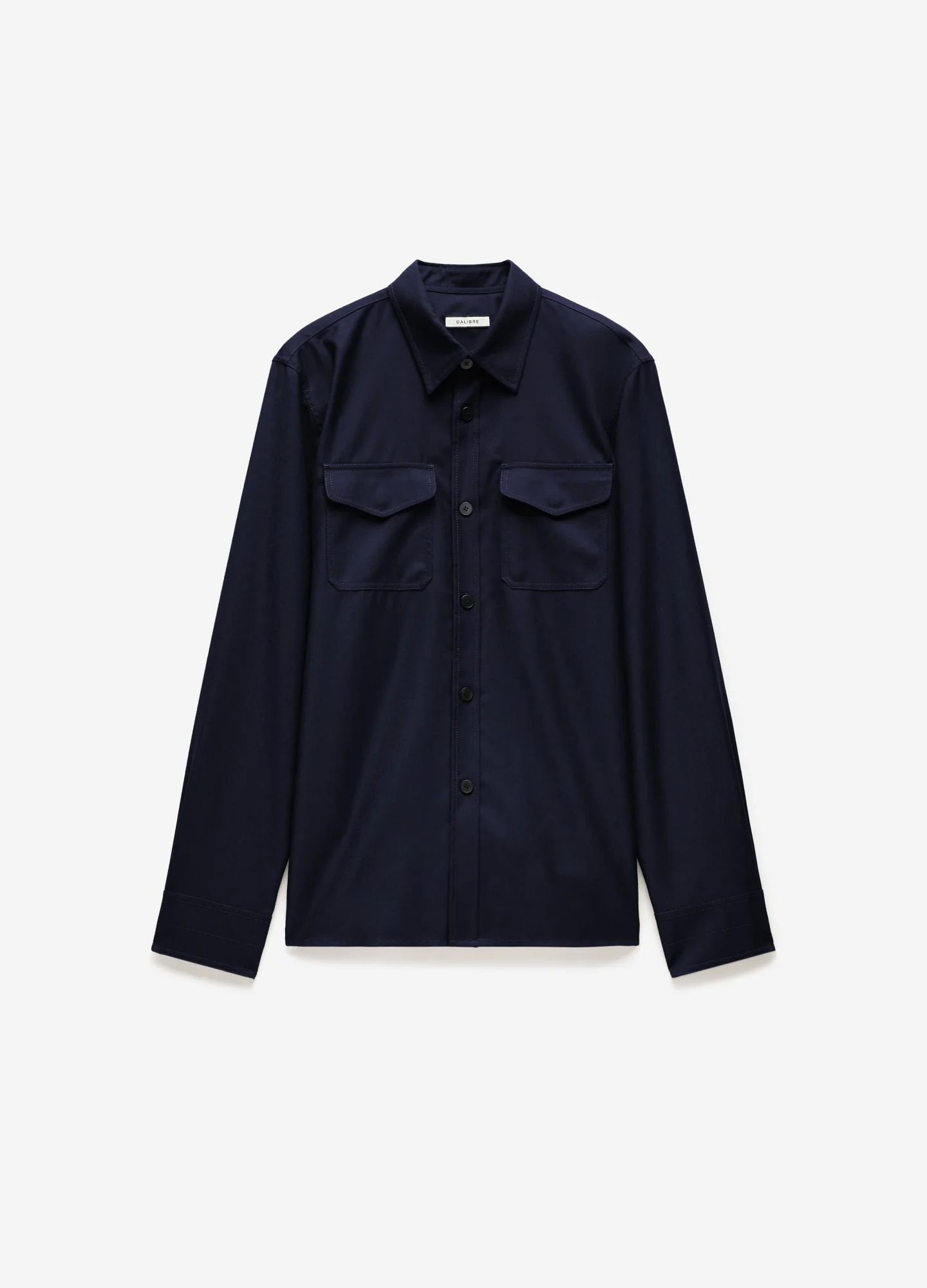 Slim Wool Flannel Shirt Navy