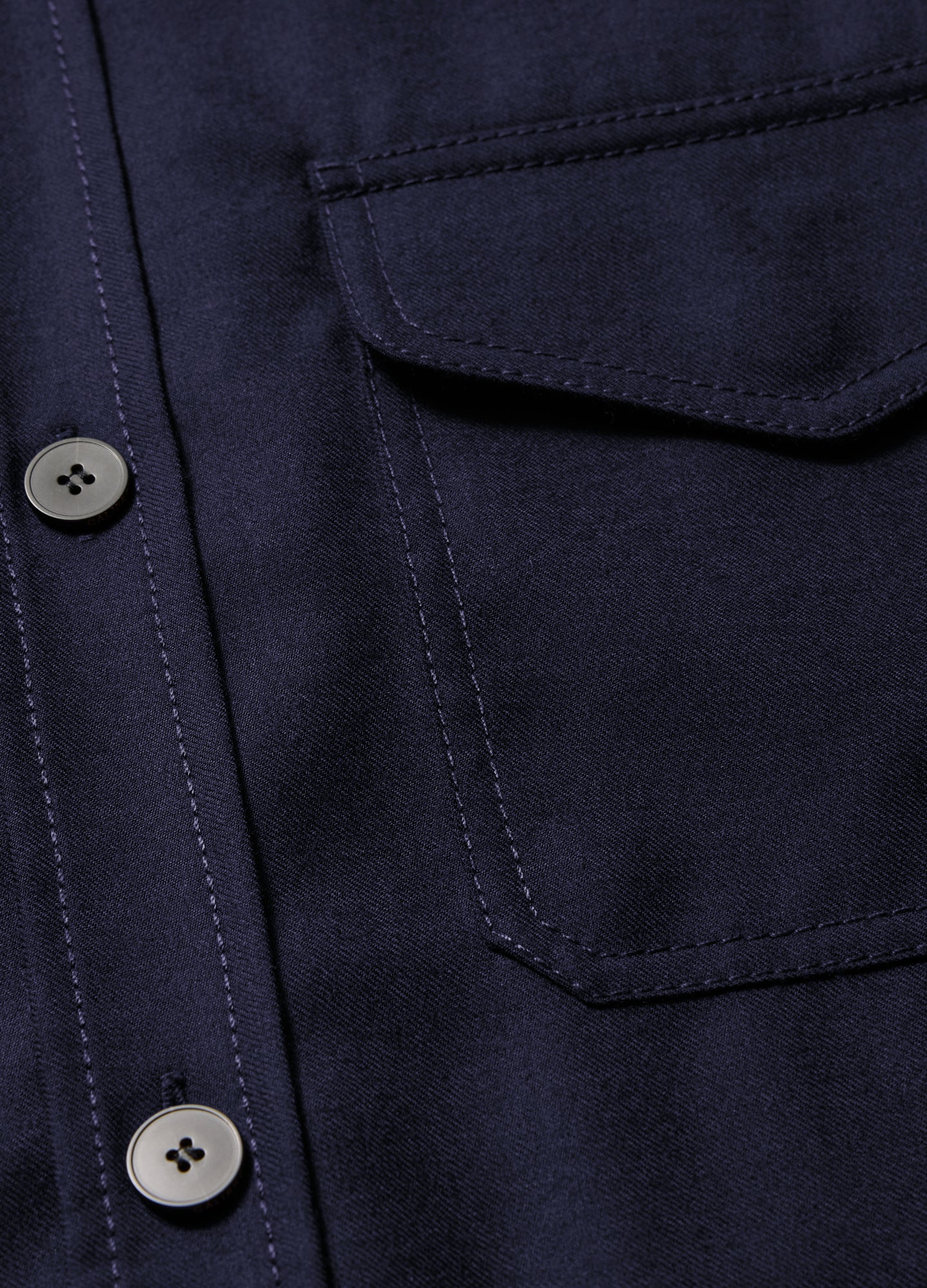 Slim Wool Flannel Shirt Navy - Image 6