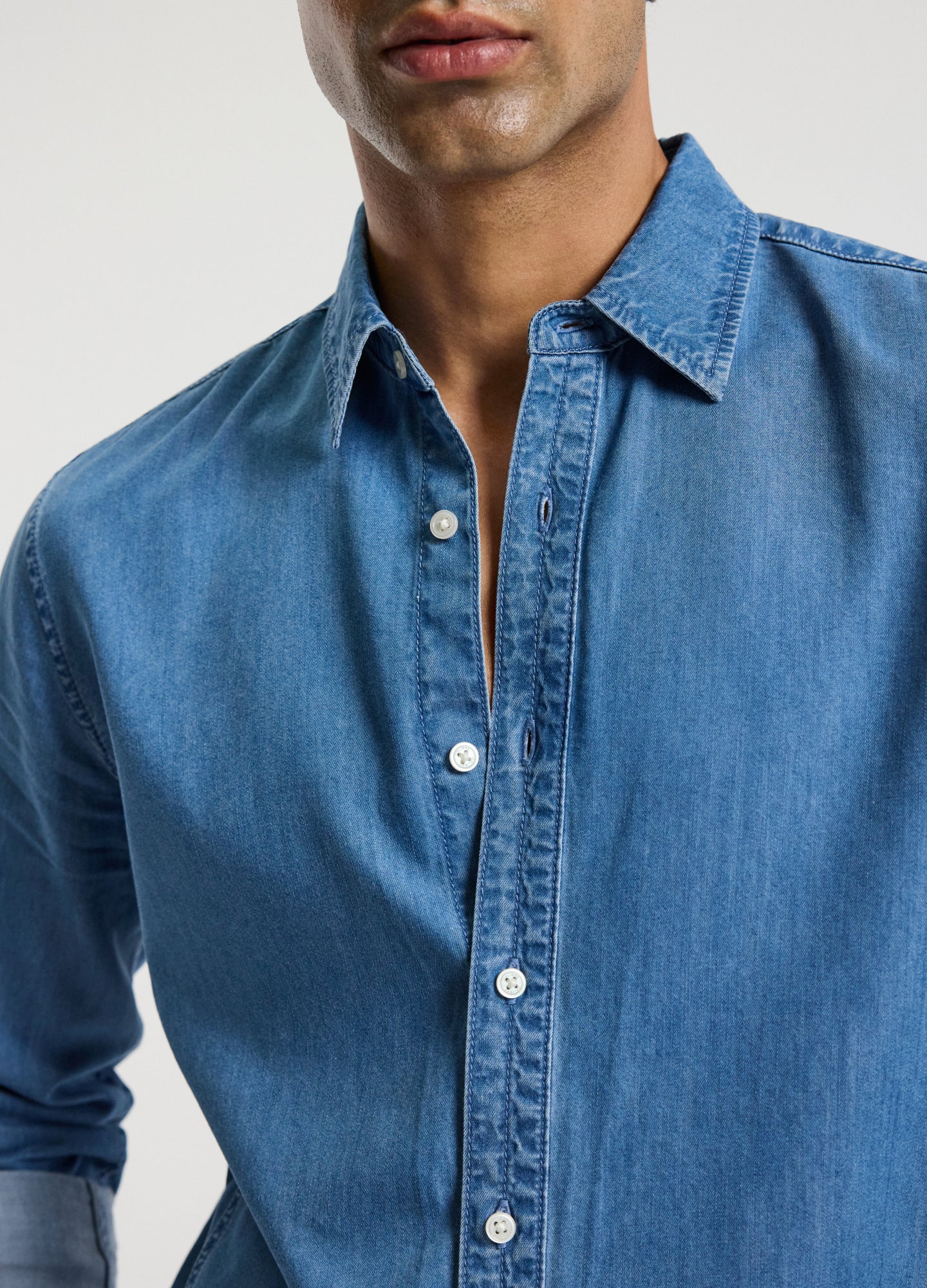 Soft Chambray Shirt Light Blue - Image 4