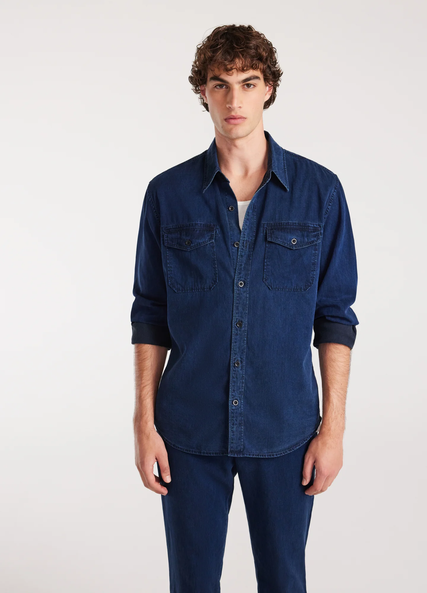 Soft Denim Utility Shirt Indigo - Image 3