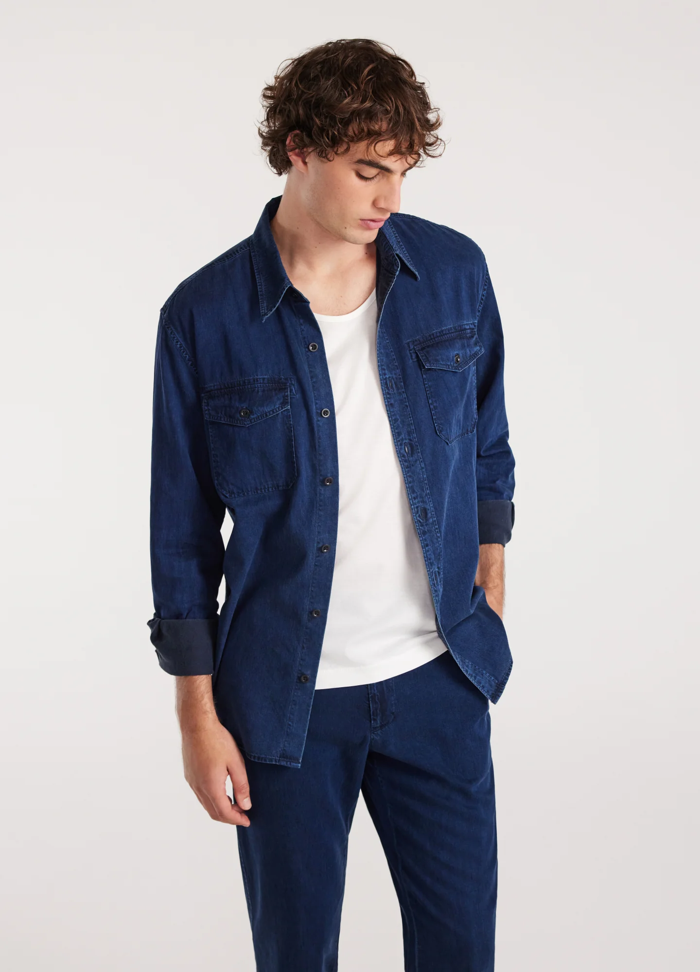 Soft Denim Utility Shirt Indigo - Image 7