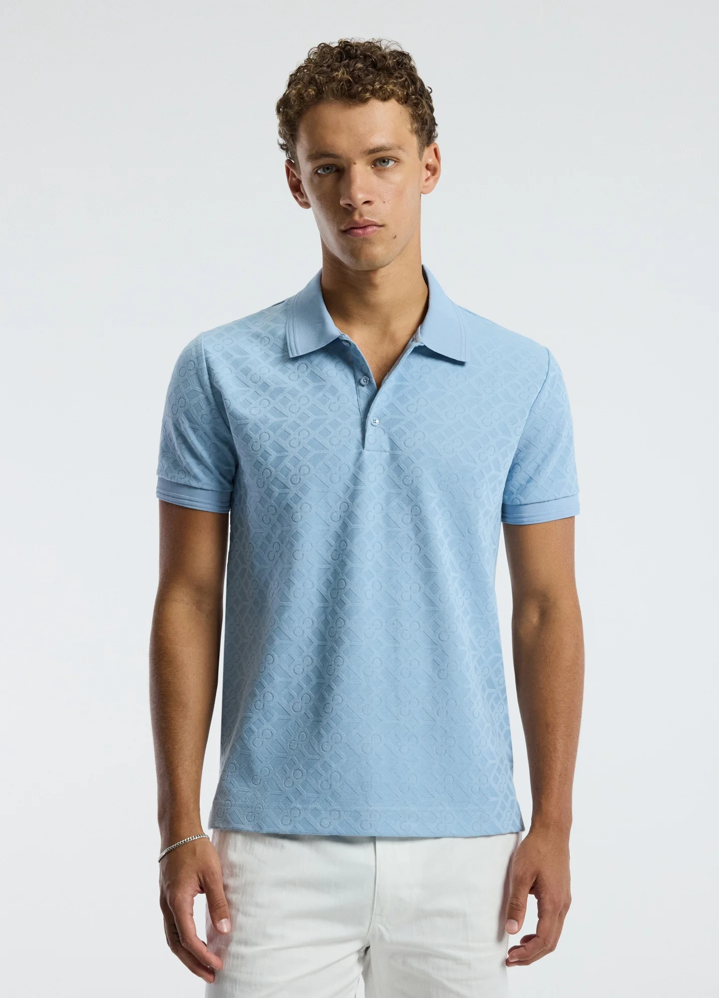 Solid Monogram Polo Pale Blue - Image 3