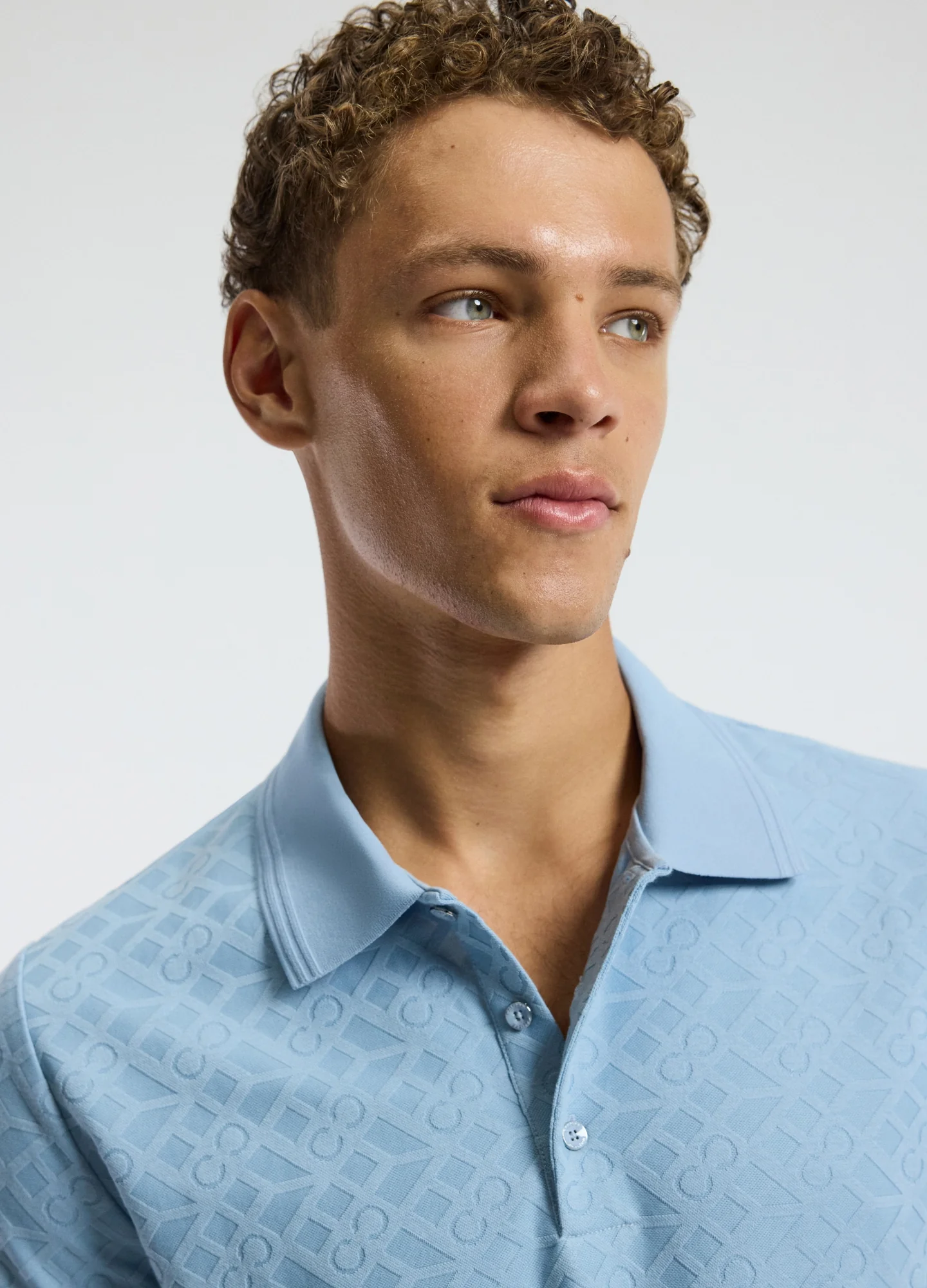 Solid Monogram Polo Pale Blue - Image 4