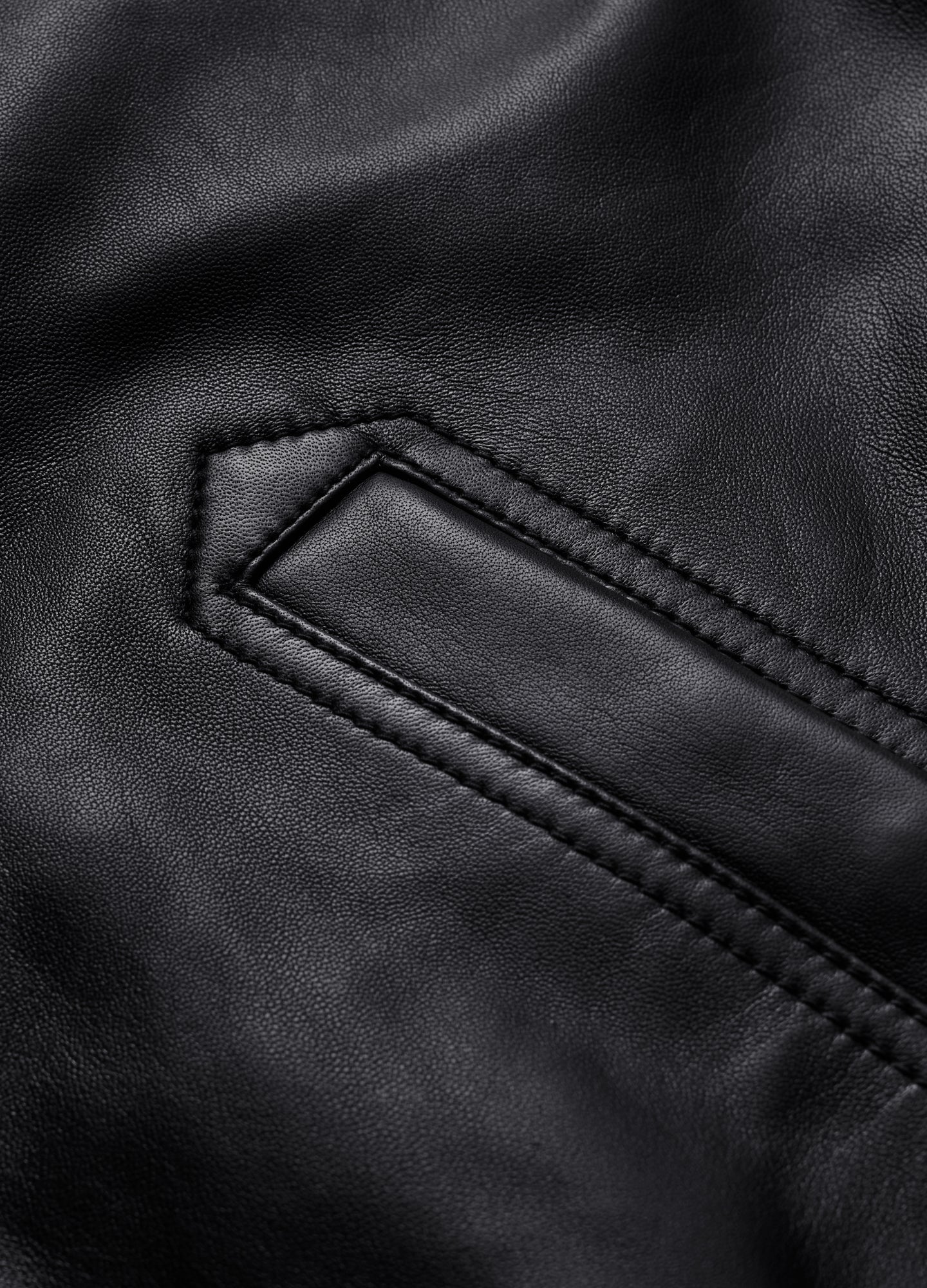 Stand Collar Leather Bomber Jacket Black - Image 6