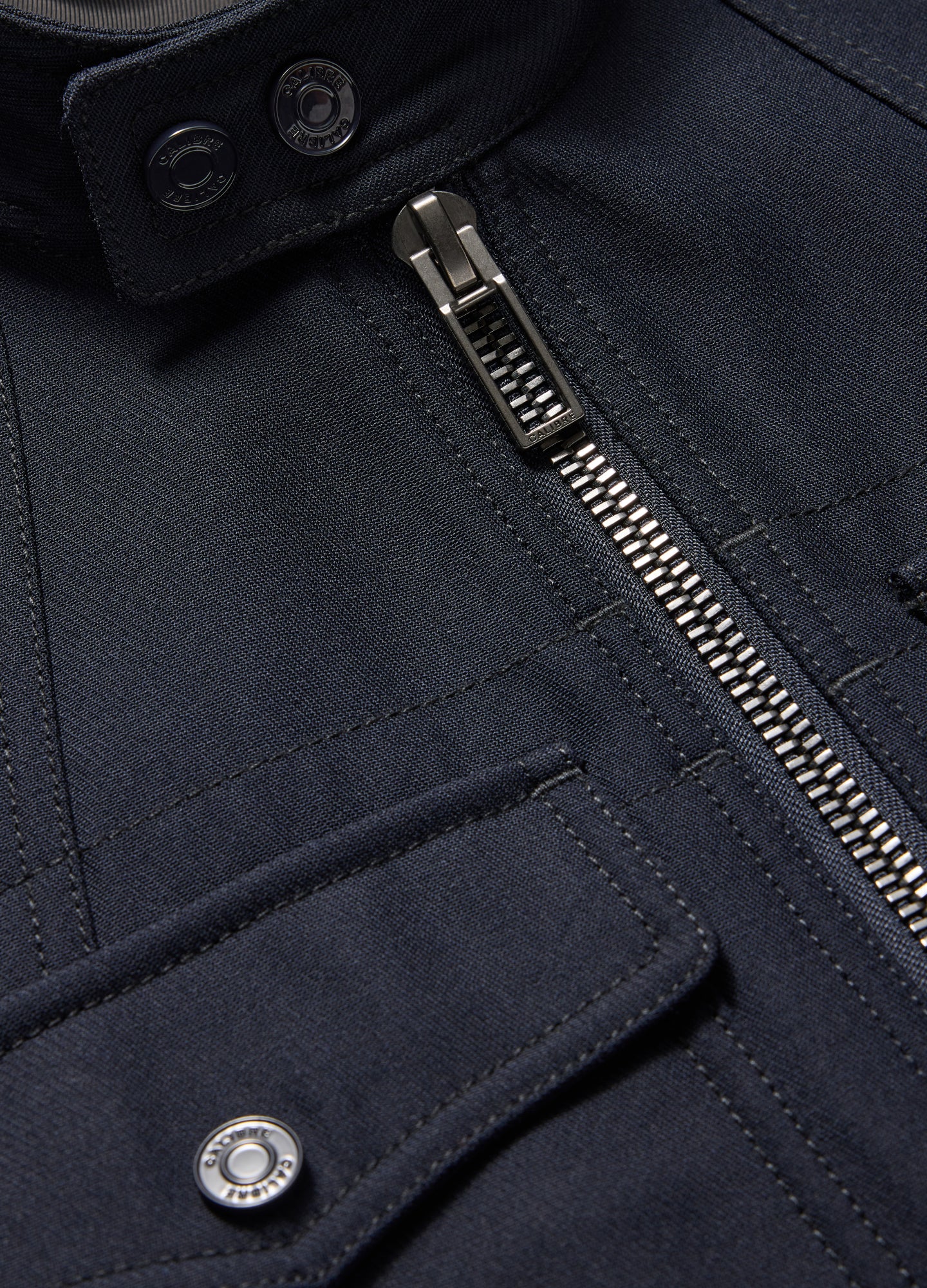 Stand Collar Wool Bomber Jacket Navy - Image 6