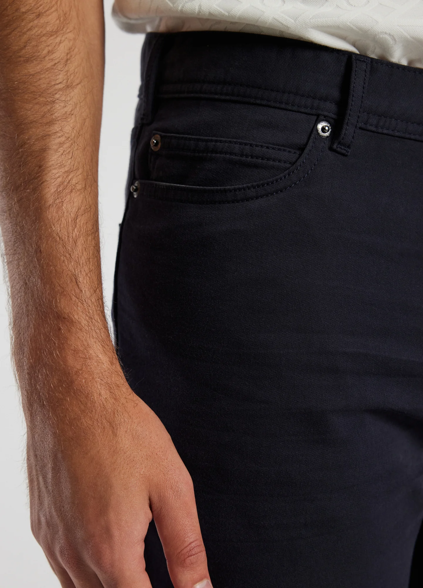 Straight Fit Dobby Denim Jeans Navy - Image 4
