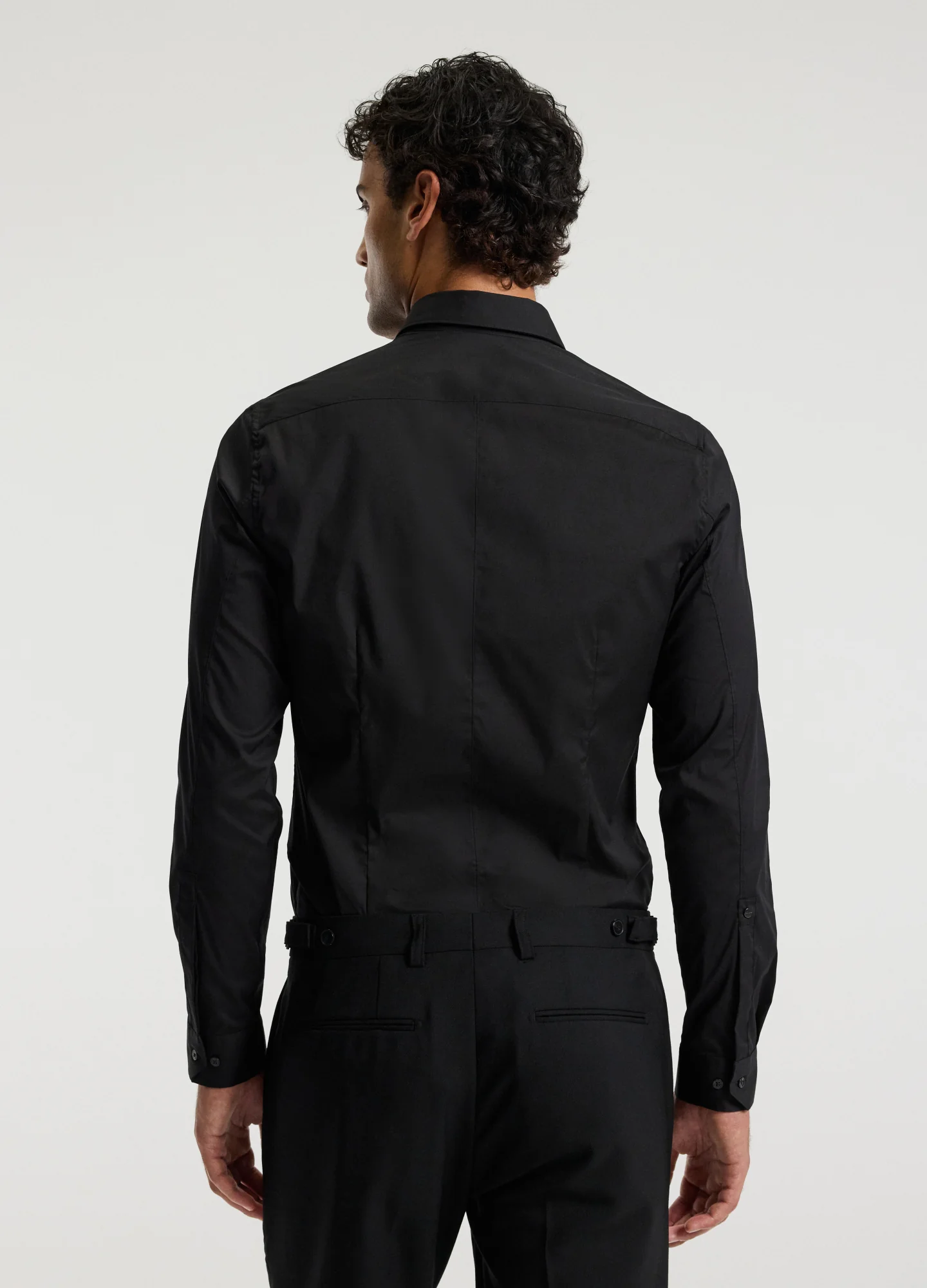 Stretch Cotton Poplin Shirt Black - Image 5