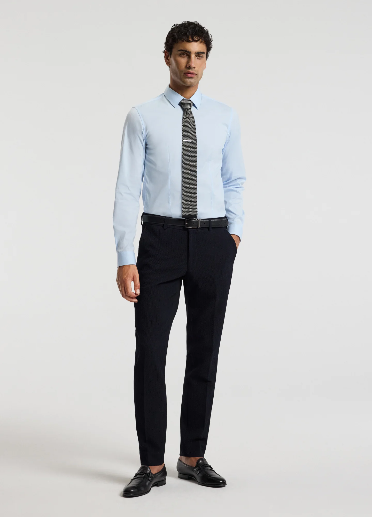 Stretch Cotton Poplin Shirt Light Blue - Image 6