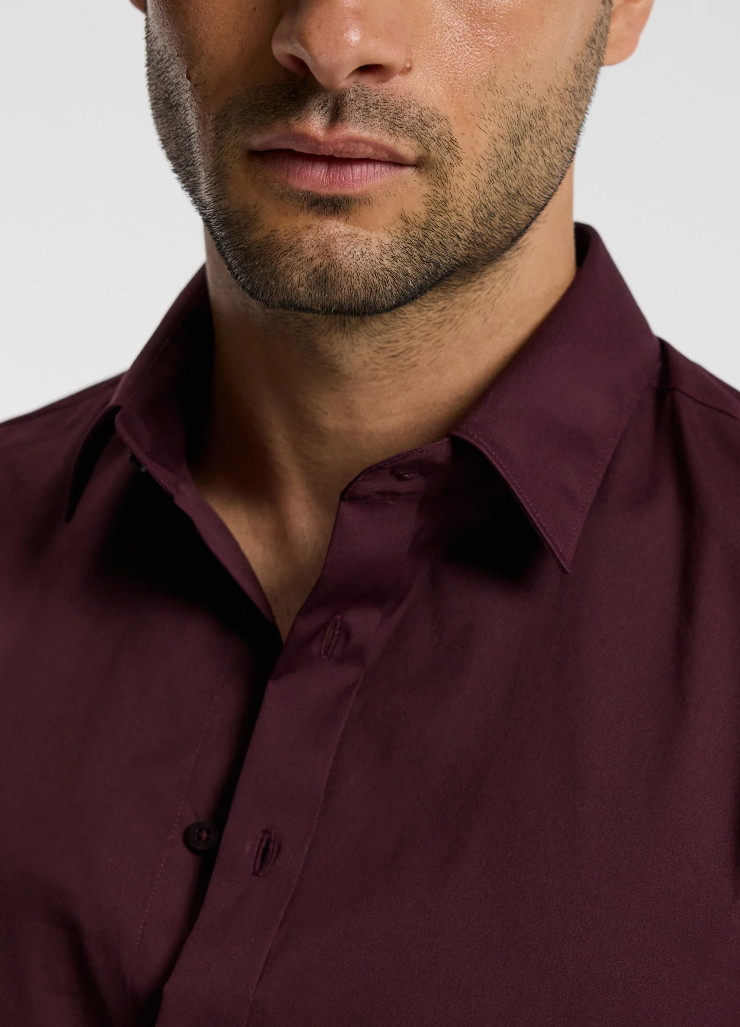 Stretch Cotton Poplin Shirt Oxblood - Image 4