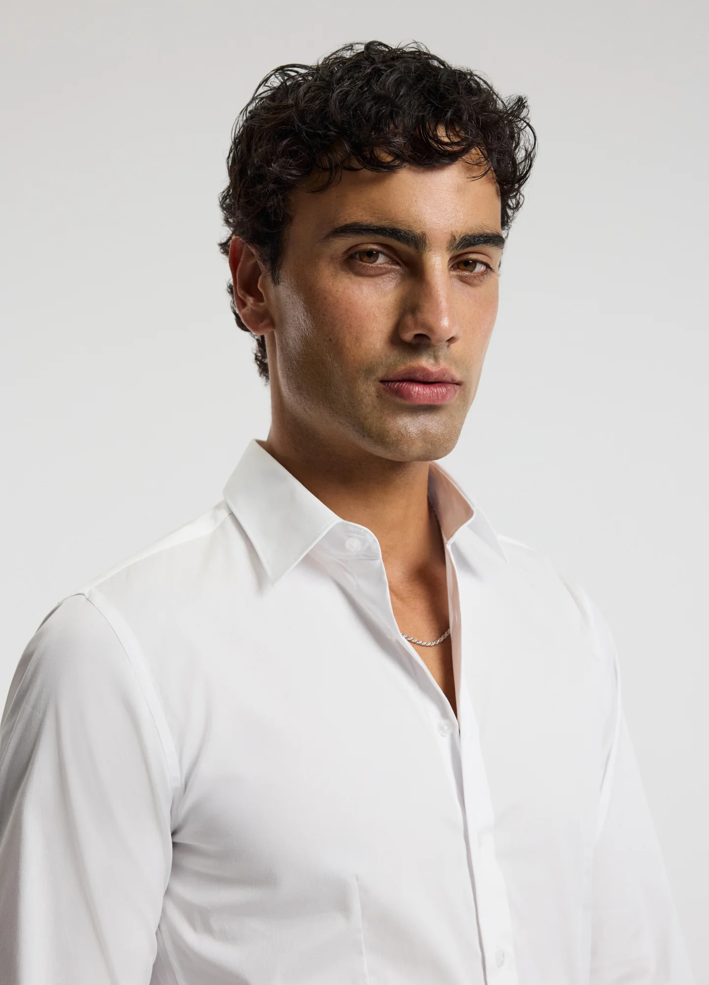 Stretch Cotton Poplin Shirt White - Image 4