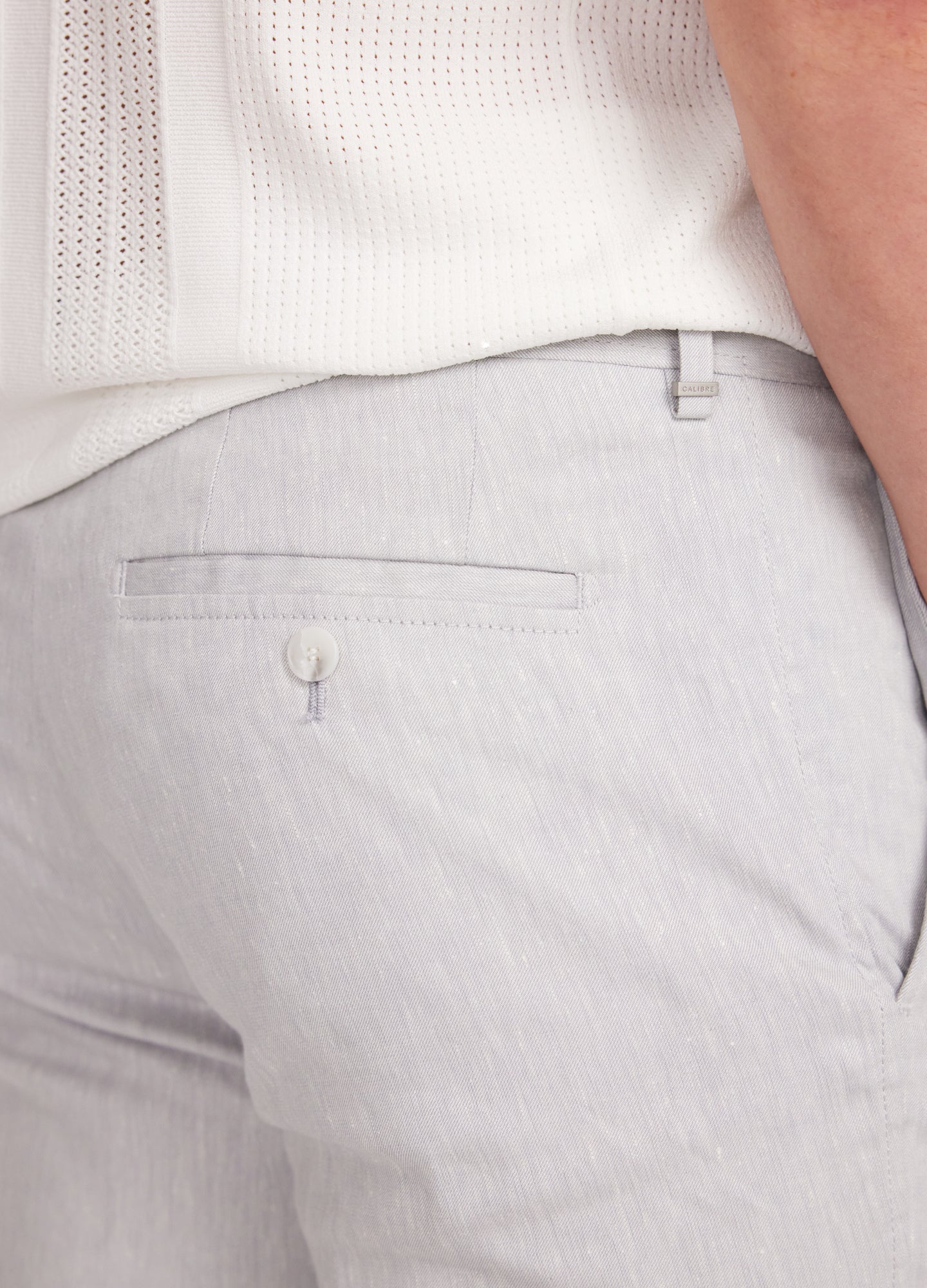 Stretch Linen Cotton Pants Silver - Image 4