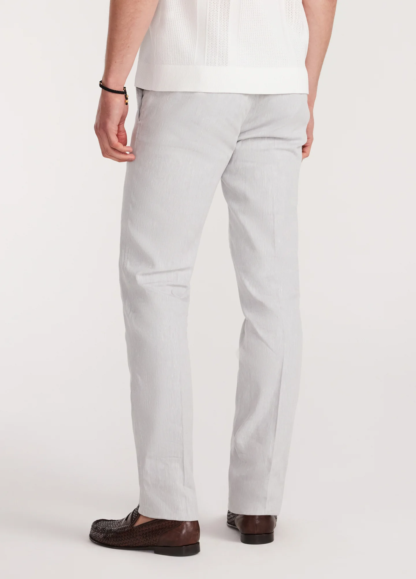 Stretch Linen Cotton Pants Silver - Image 5