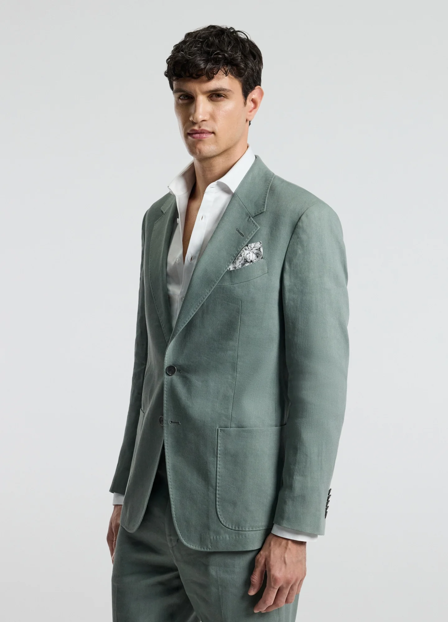 Stretch Linen Suit Jacket Neo Green - Image 3