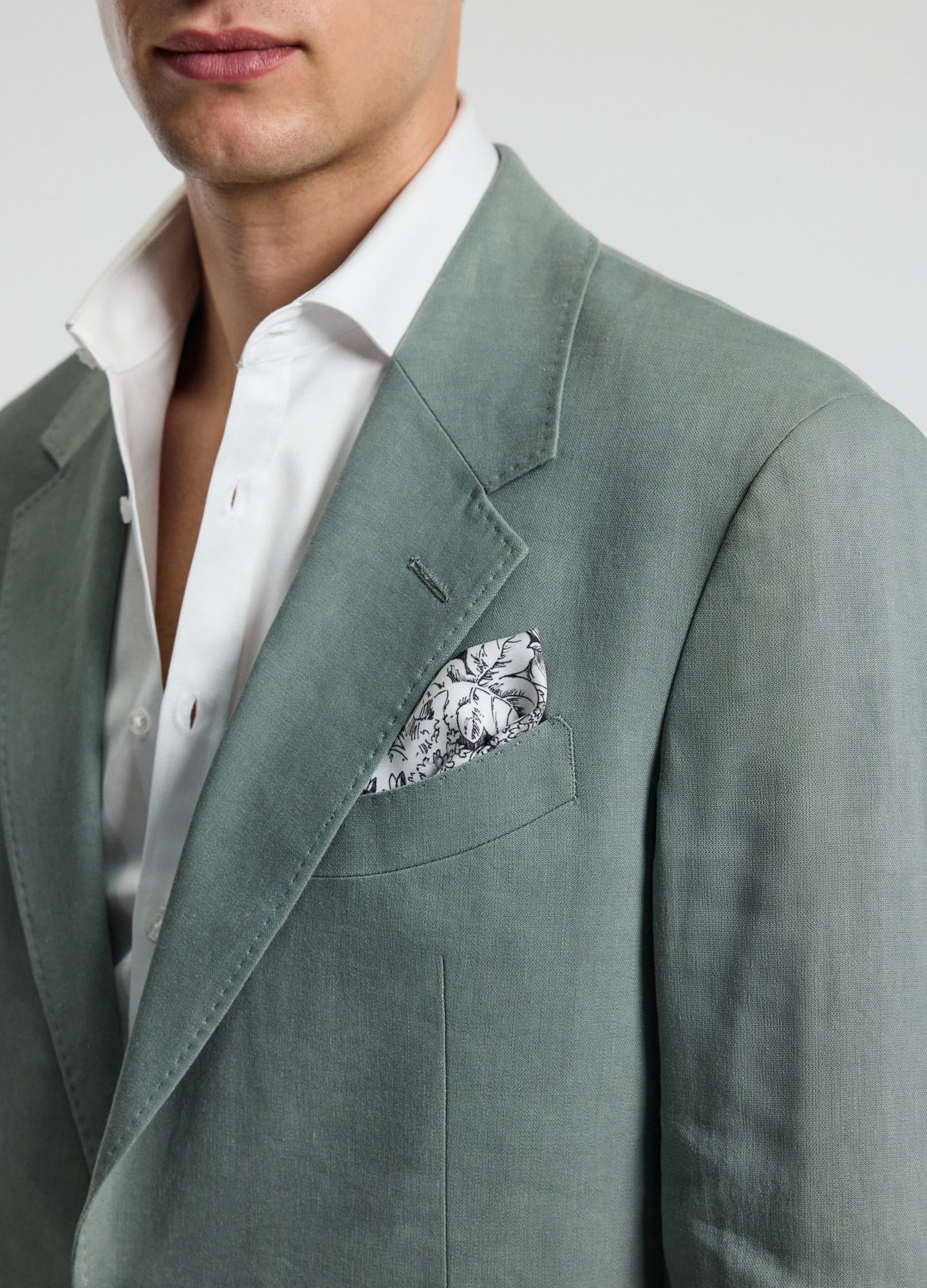 Stretch Linen Suit Jacket Neo Green - Image 4