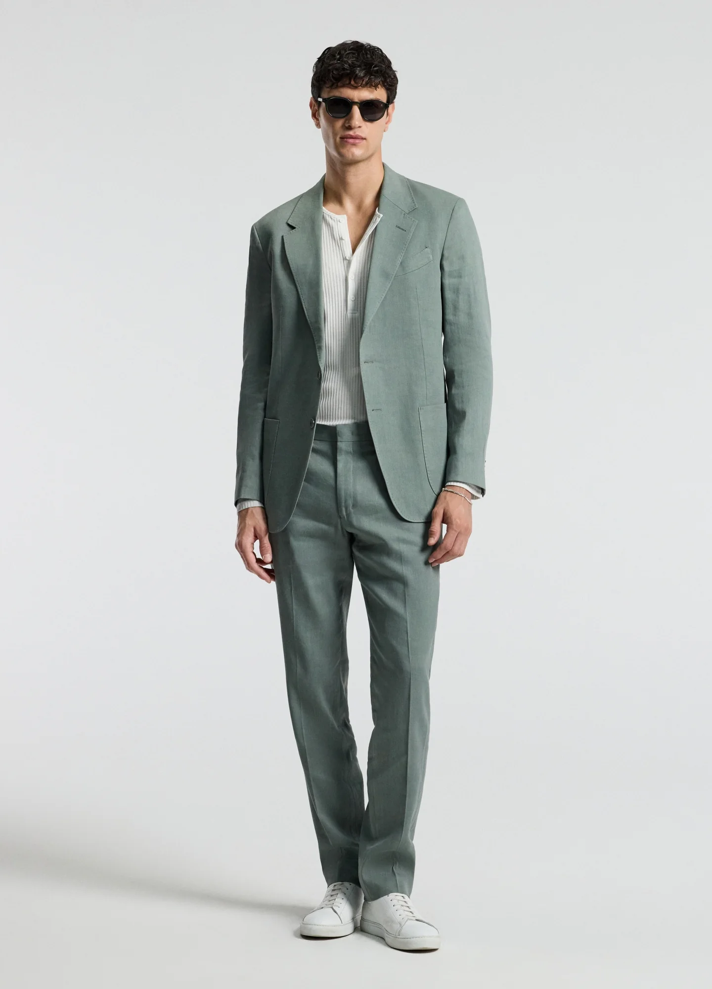 Stretch Linen Suit Jacket Neo Green - Image 6