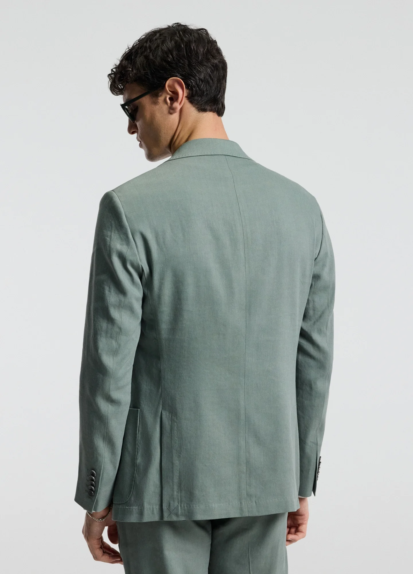 Stretch Linen Suit Jacket Neo Green - Image 8