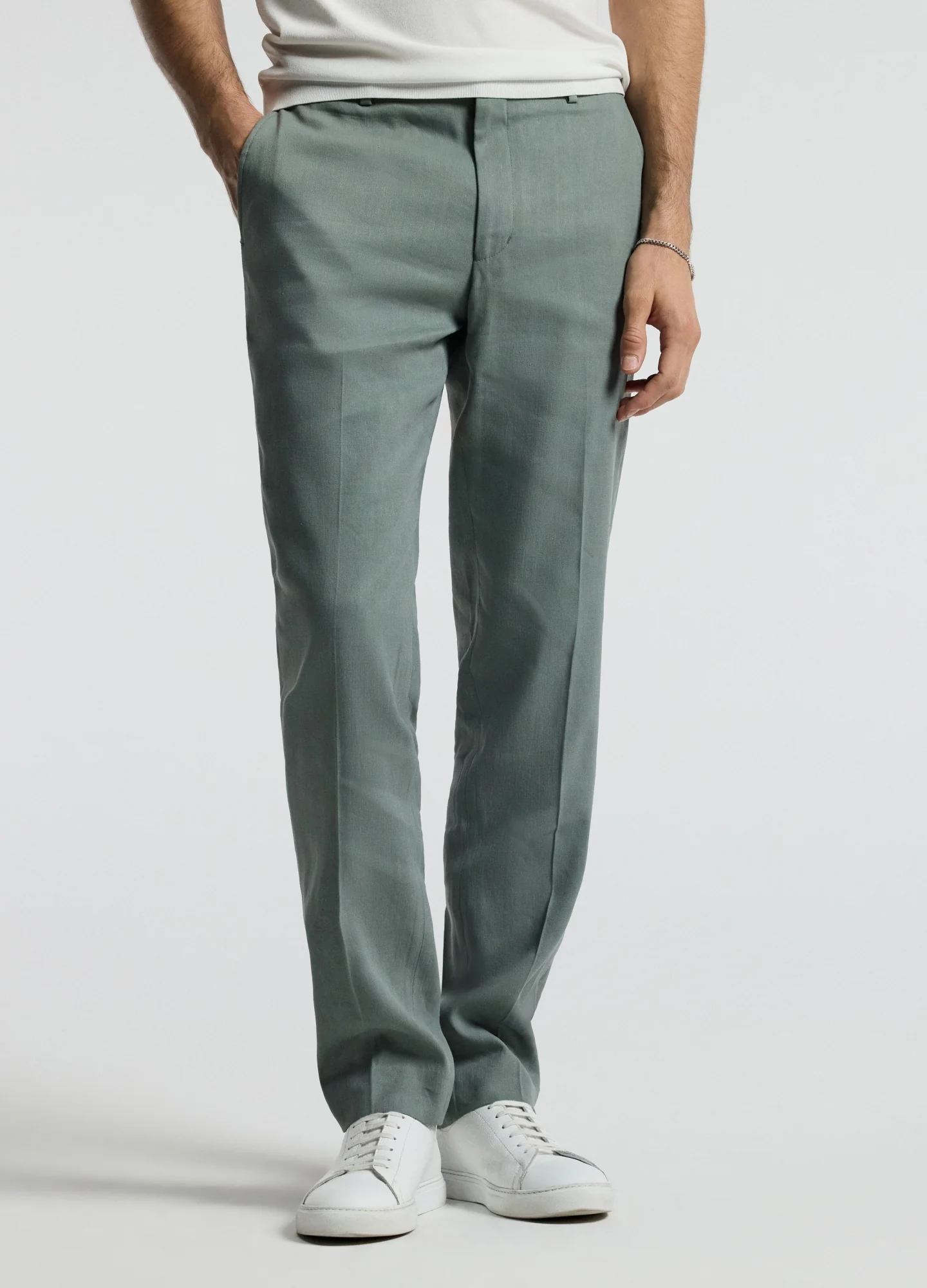Stretch Linen Suit Pants Neo Green - Image 3