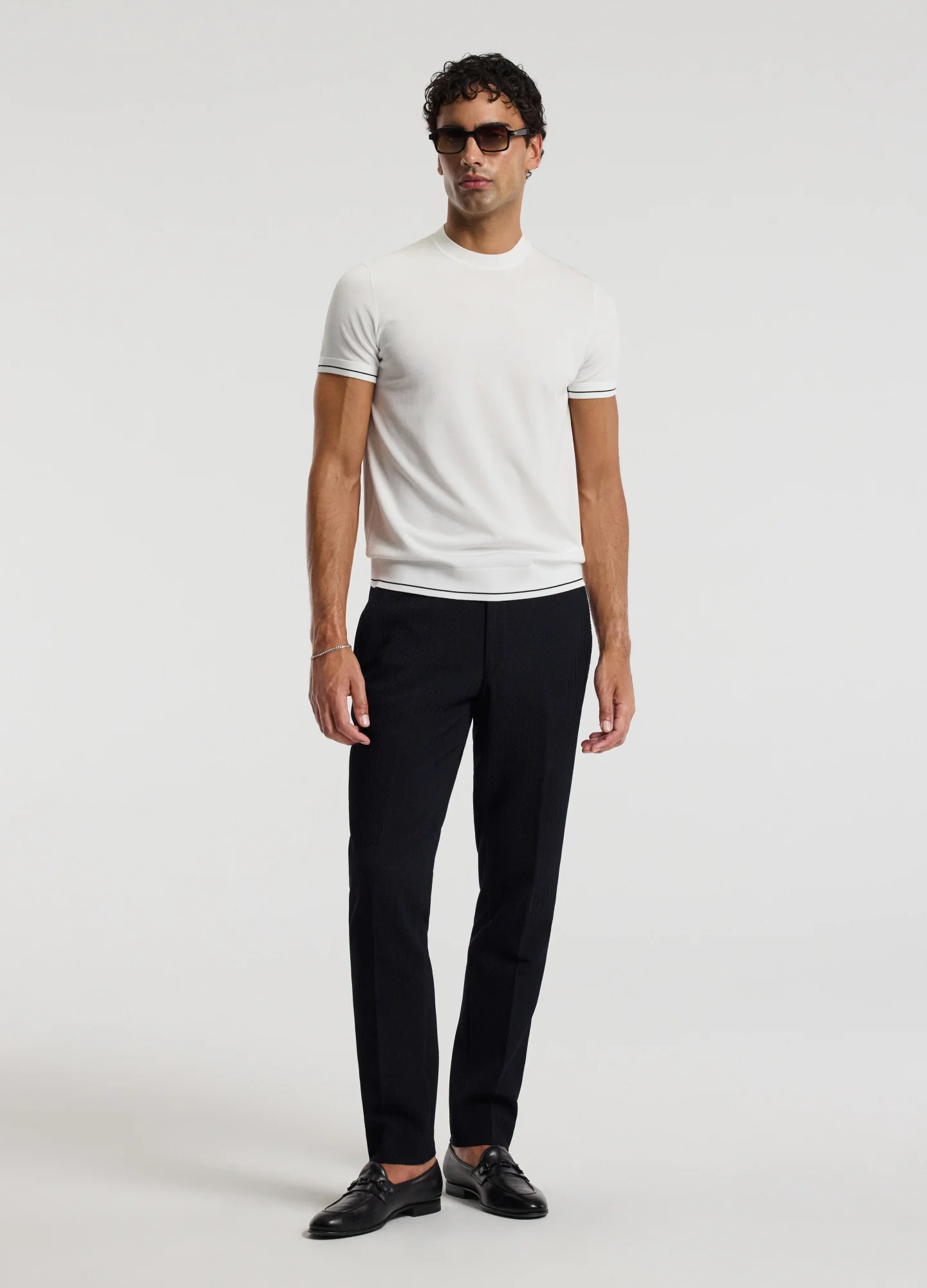 Stripe Cuff Tech T-shirt Ivory - Image 2