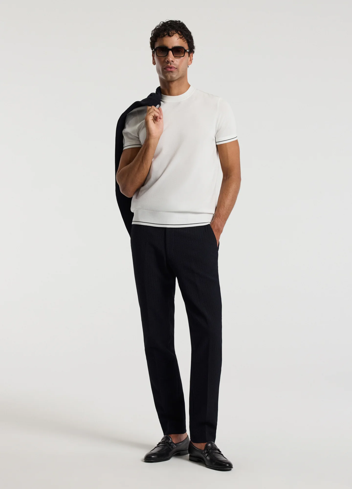 Stripe Cuff Tech T-shirt Ivory - Image 6