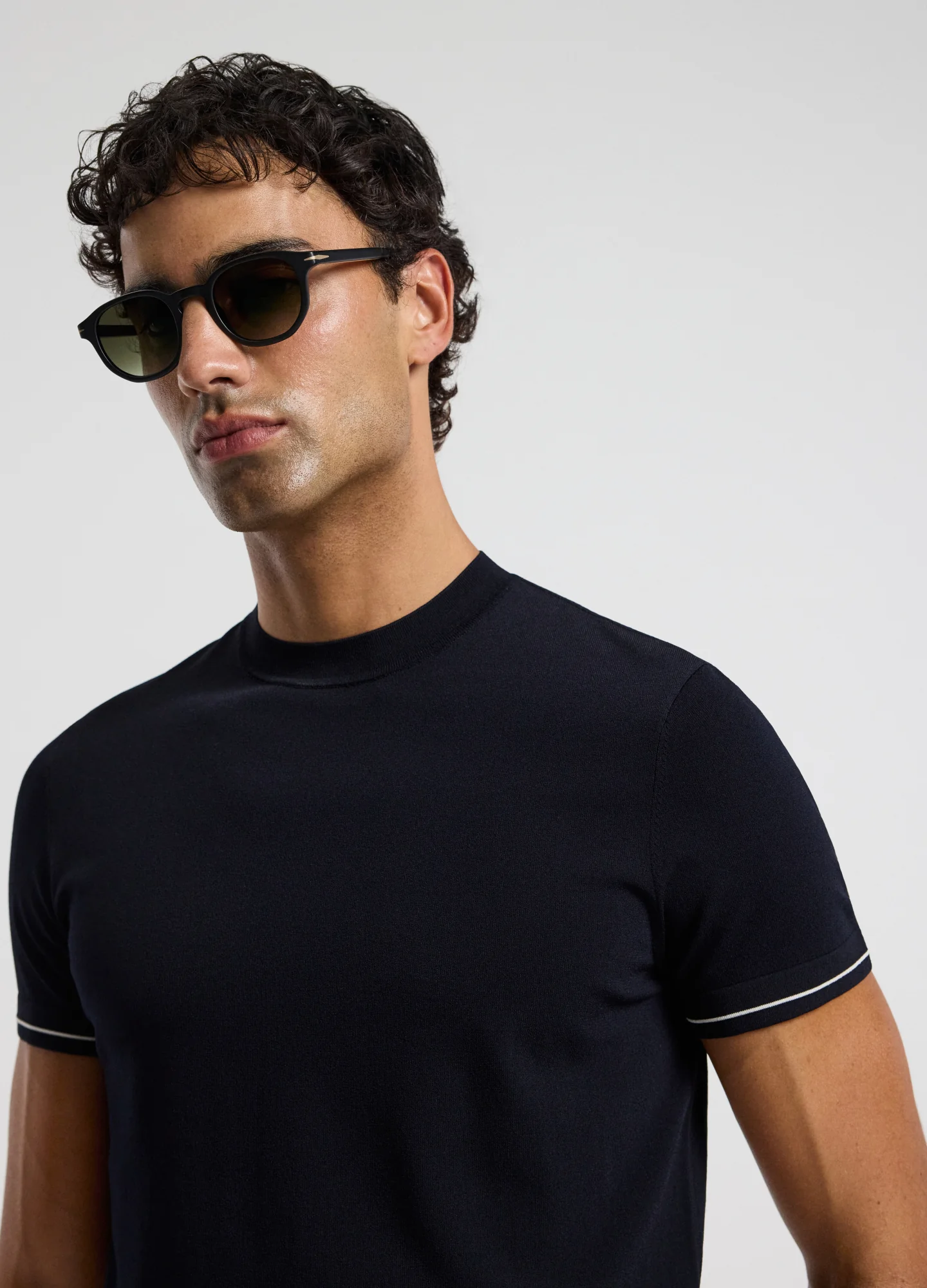 Stripe Cuff Tech T-shirt Navy - Image 4