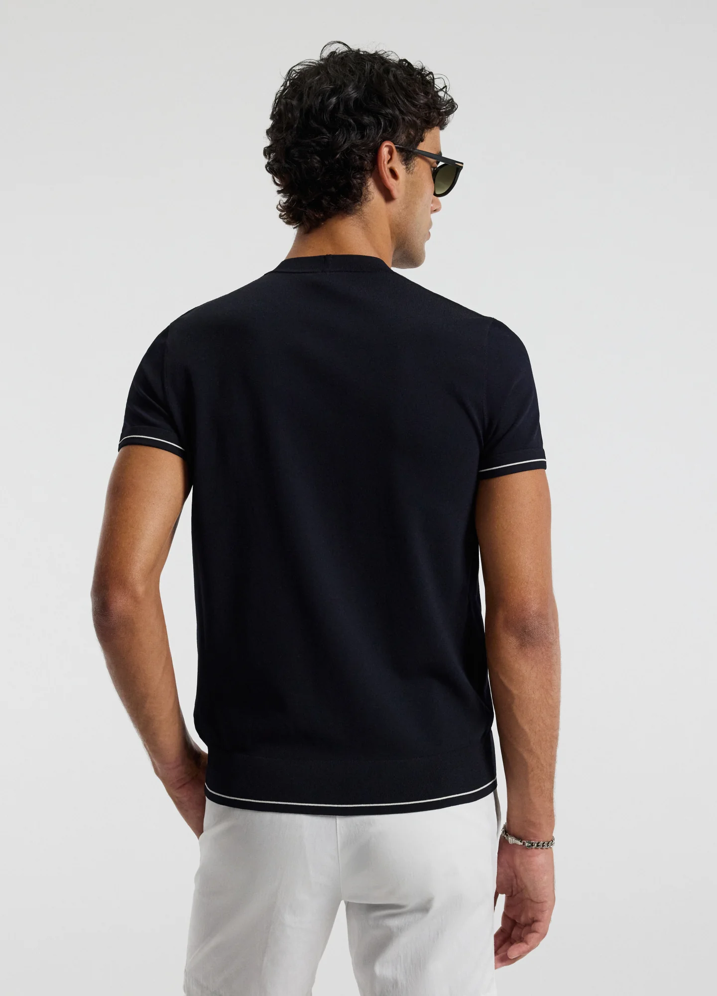 Stripe Cuff Tech T-shirt Navy - Image 5