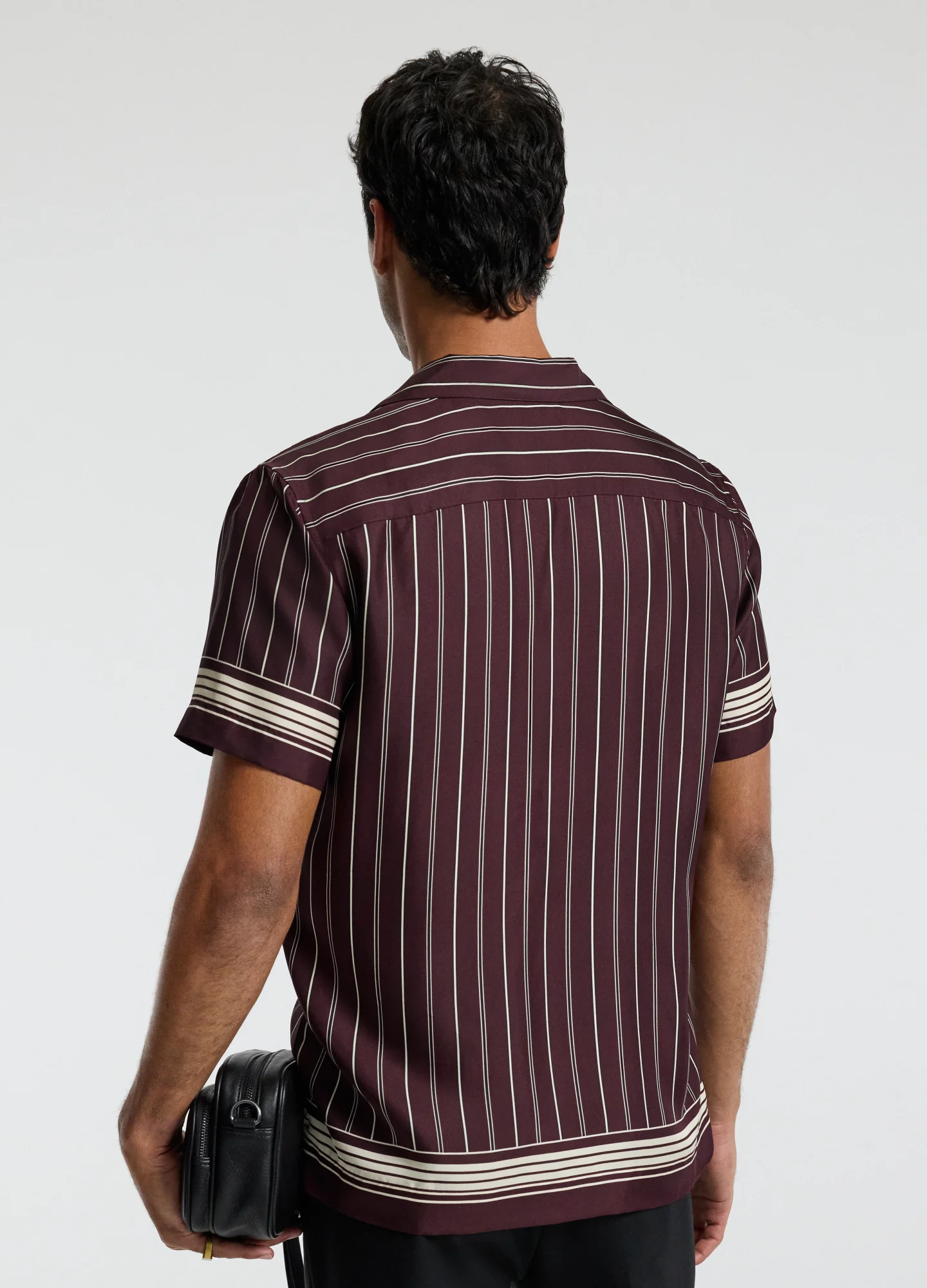 Stripe Scarf Print Short Sleeve Shirt Oxblood - Image 5