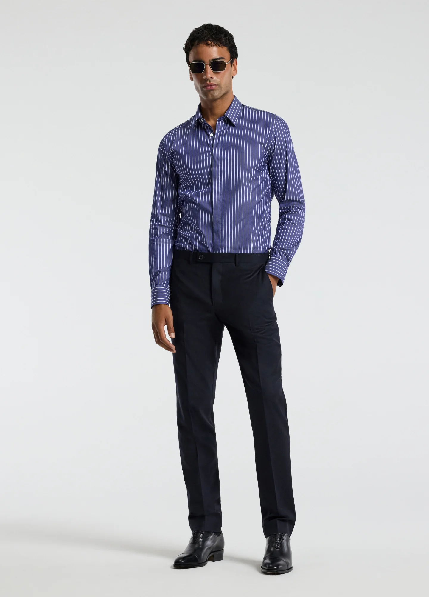Stripe Stretch Shirt Navy - Image 2