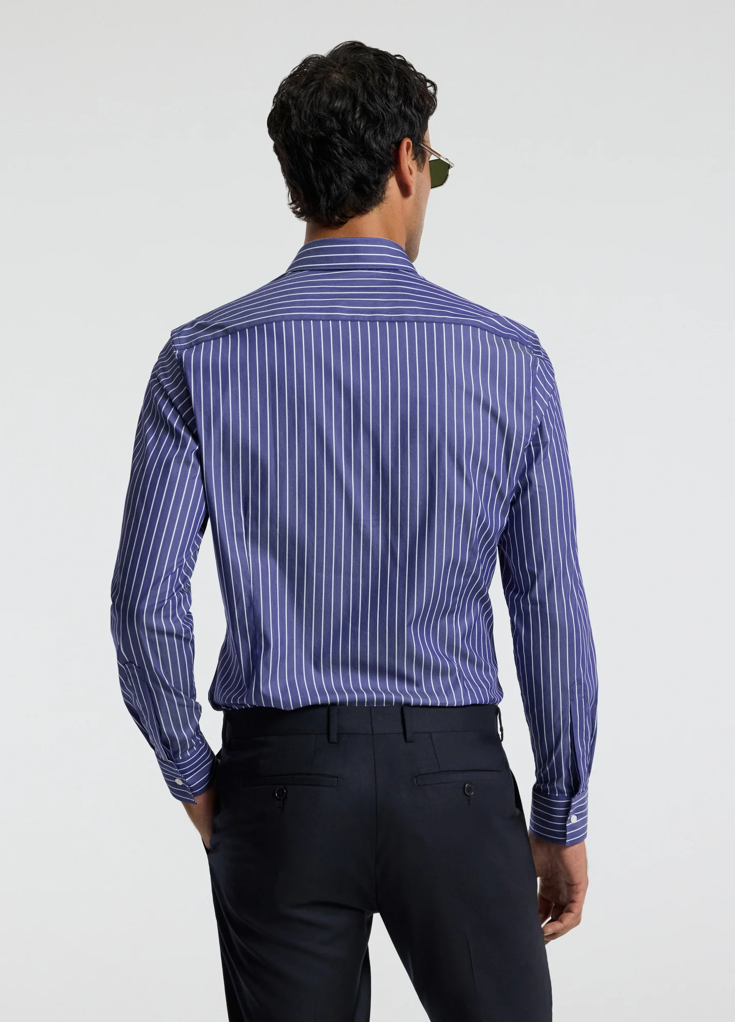 Stripe Stretch Shirt Navy - Image 5