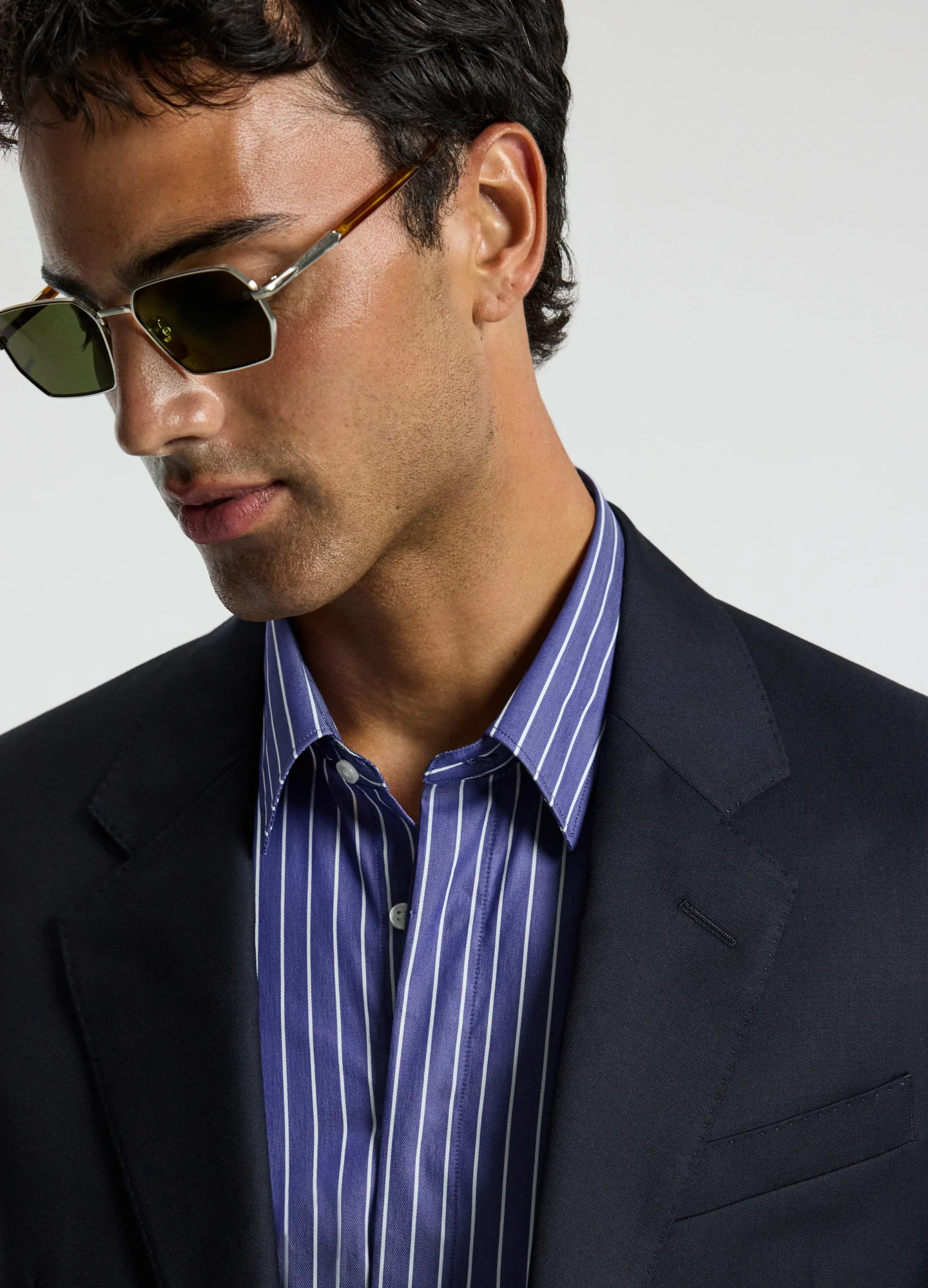 Stripe Stretch Shirt Navy - Image 7
