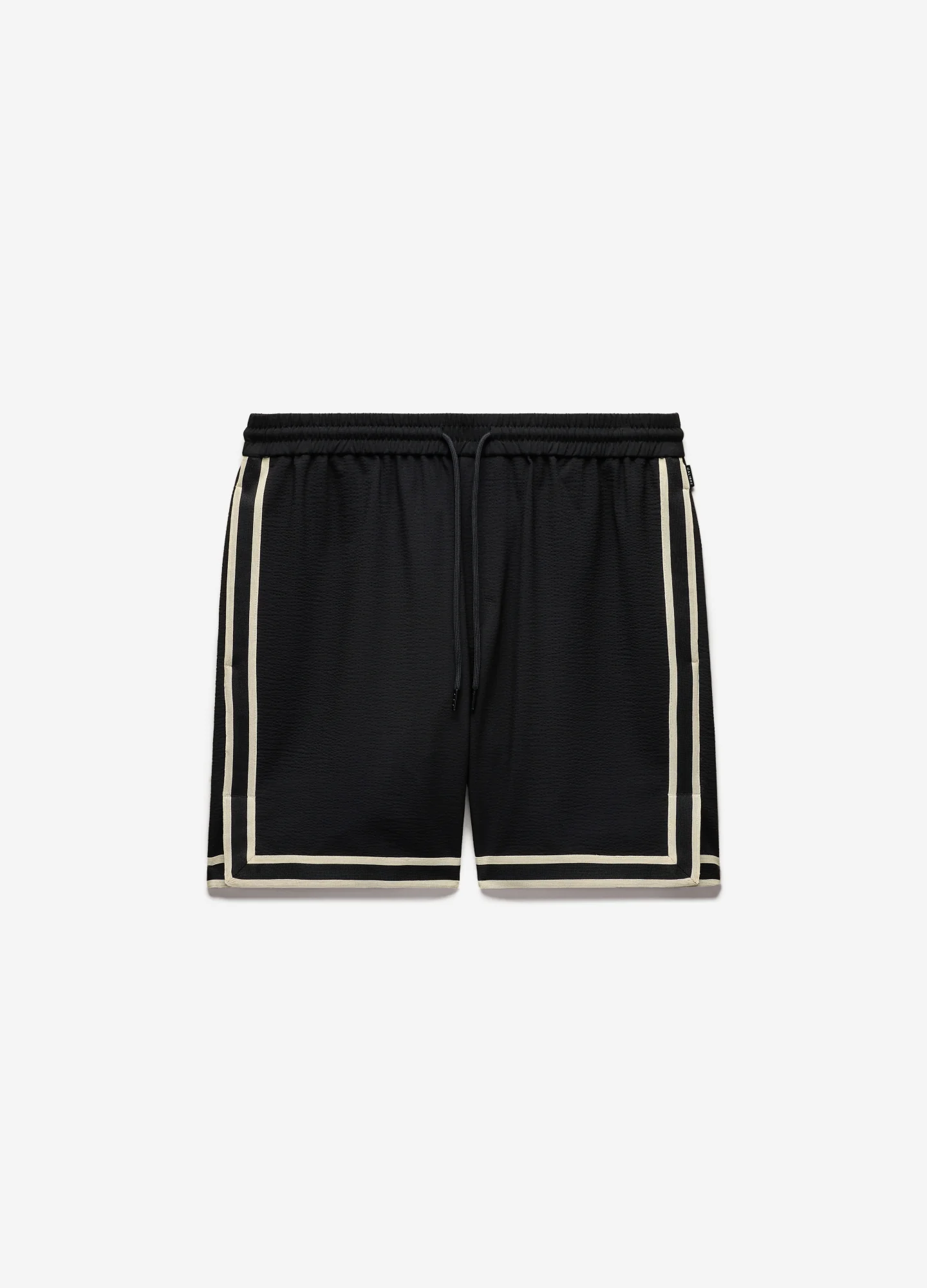 Stripe Trim Textured Shorts Black