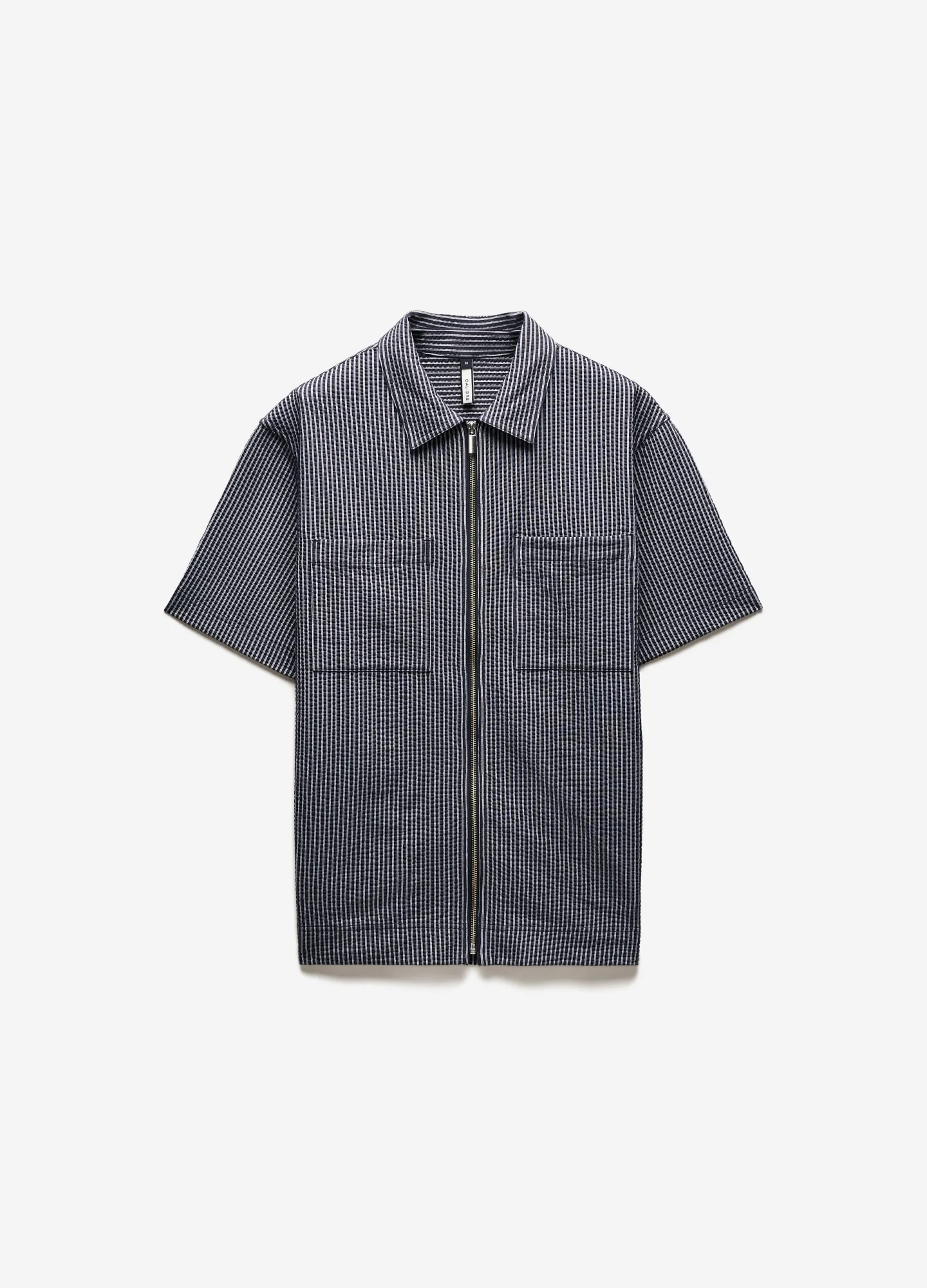 Stripe Zip Through Shirt Navy