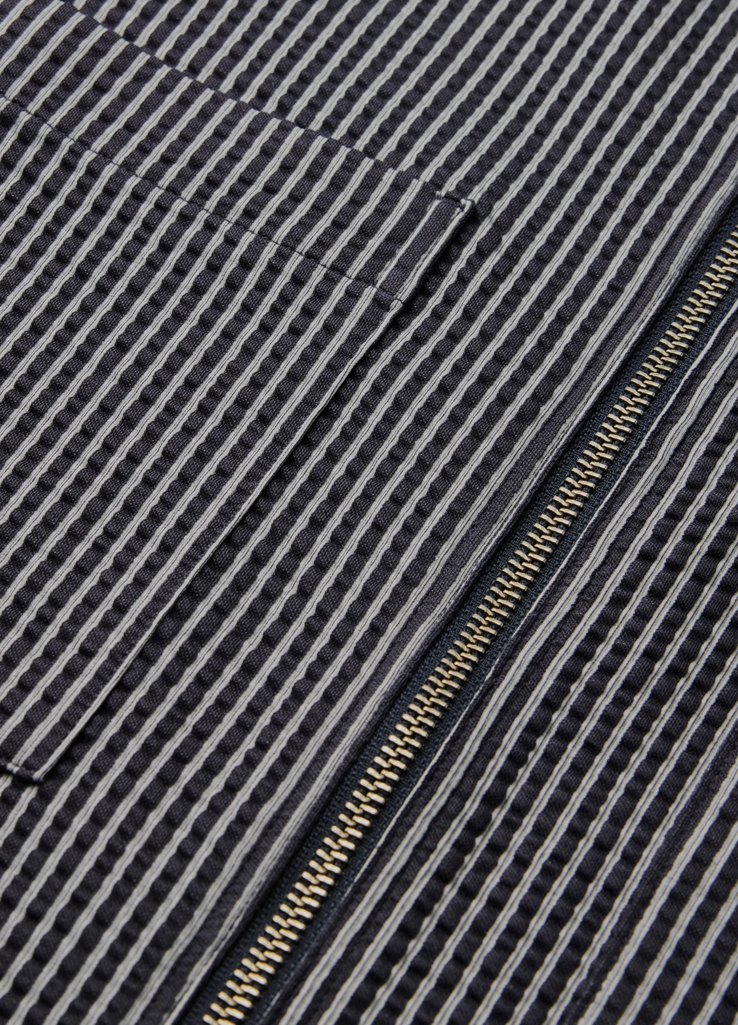 Stripe Zip Through Shirt Navy - Image 6