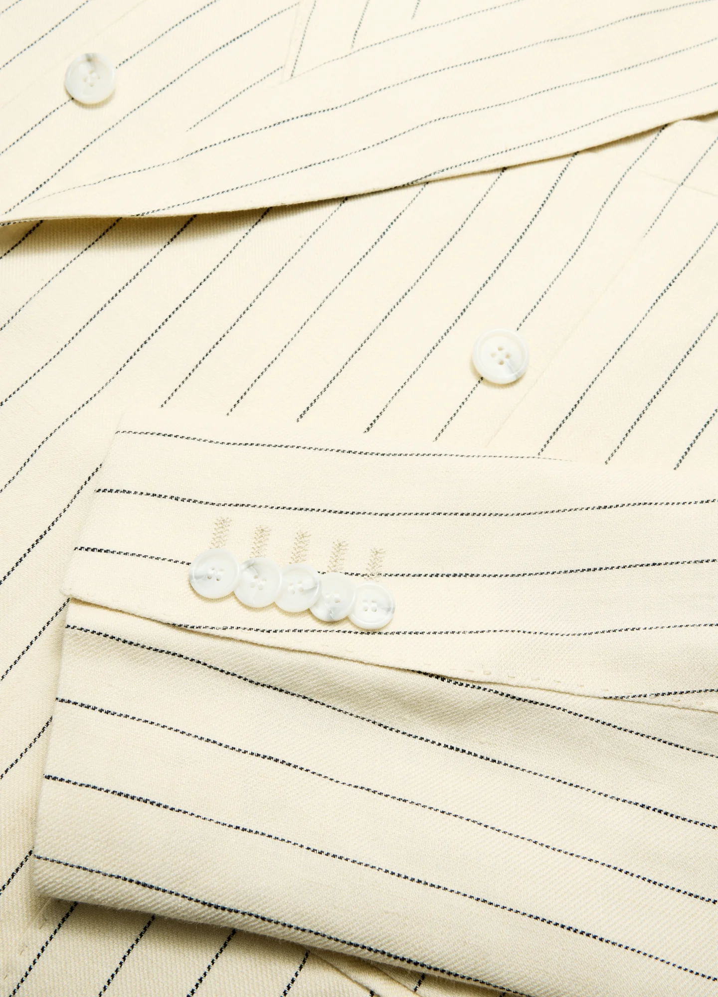 Striped Double-Breasted Suit Jacket Bone - Image 6