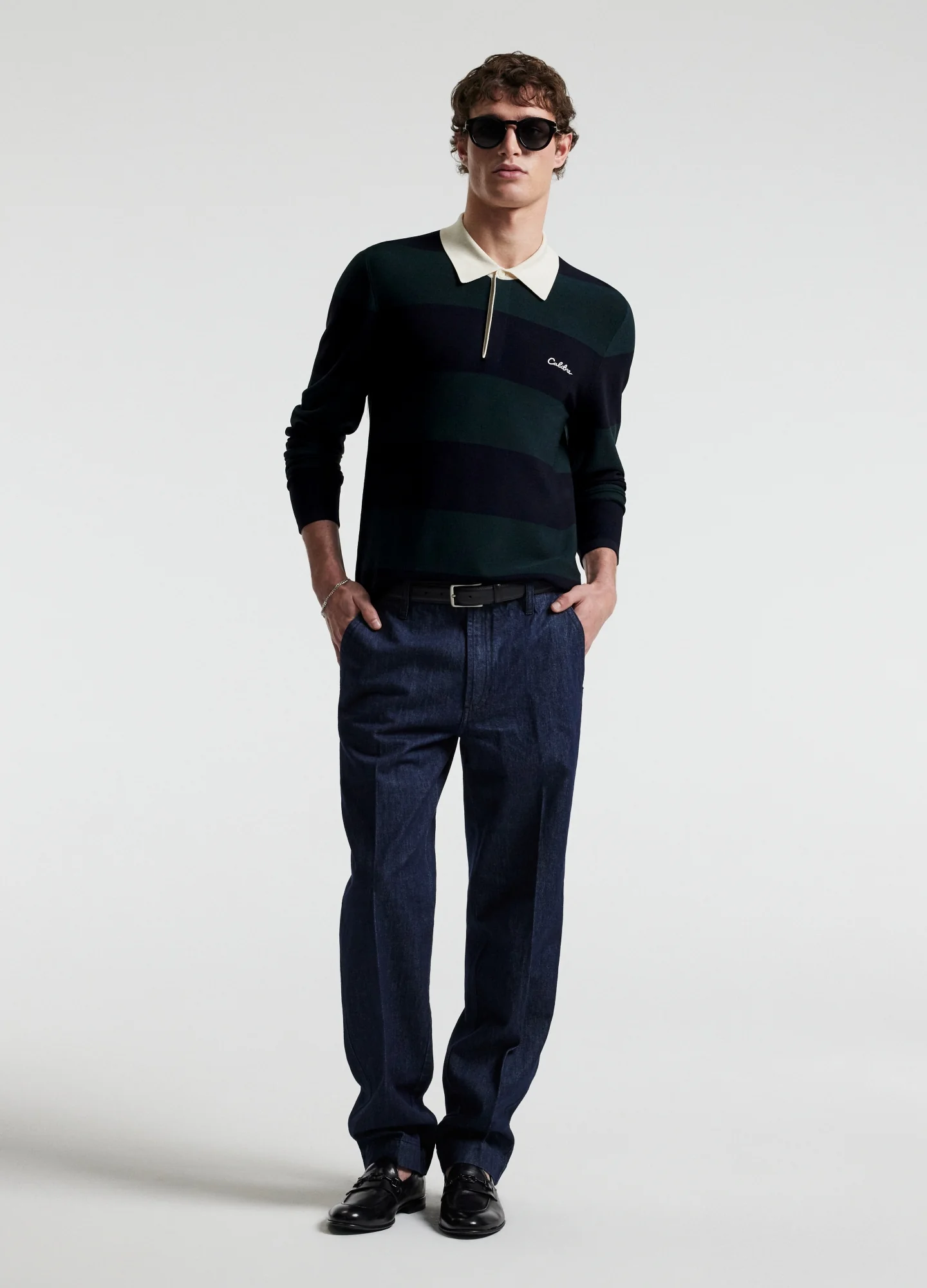 Striped Long Sleeve Rugby Navy - Image 2