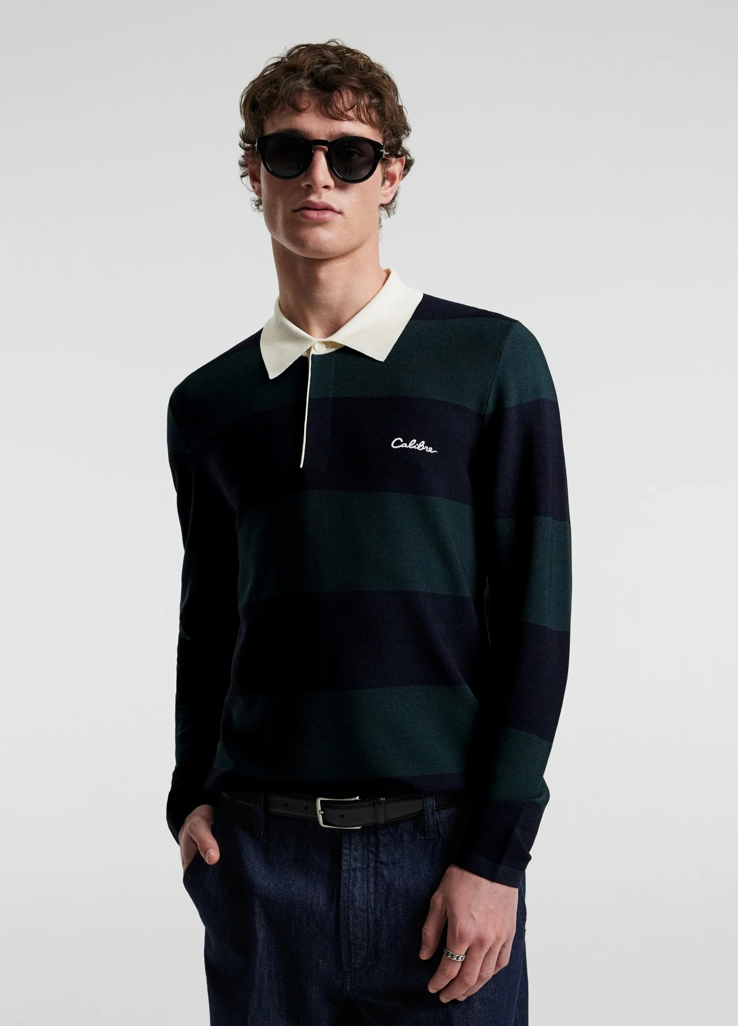 Striped Long Sleeve Rugby Navy - Image 3