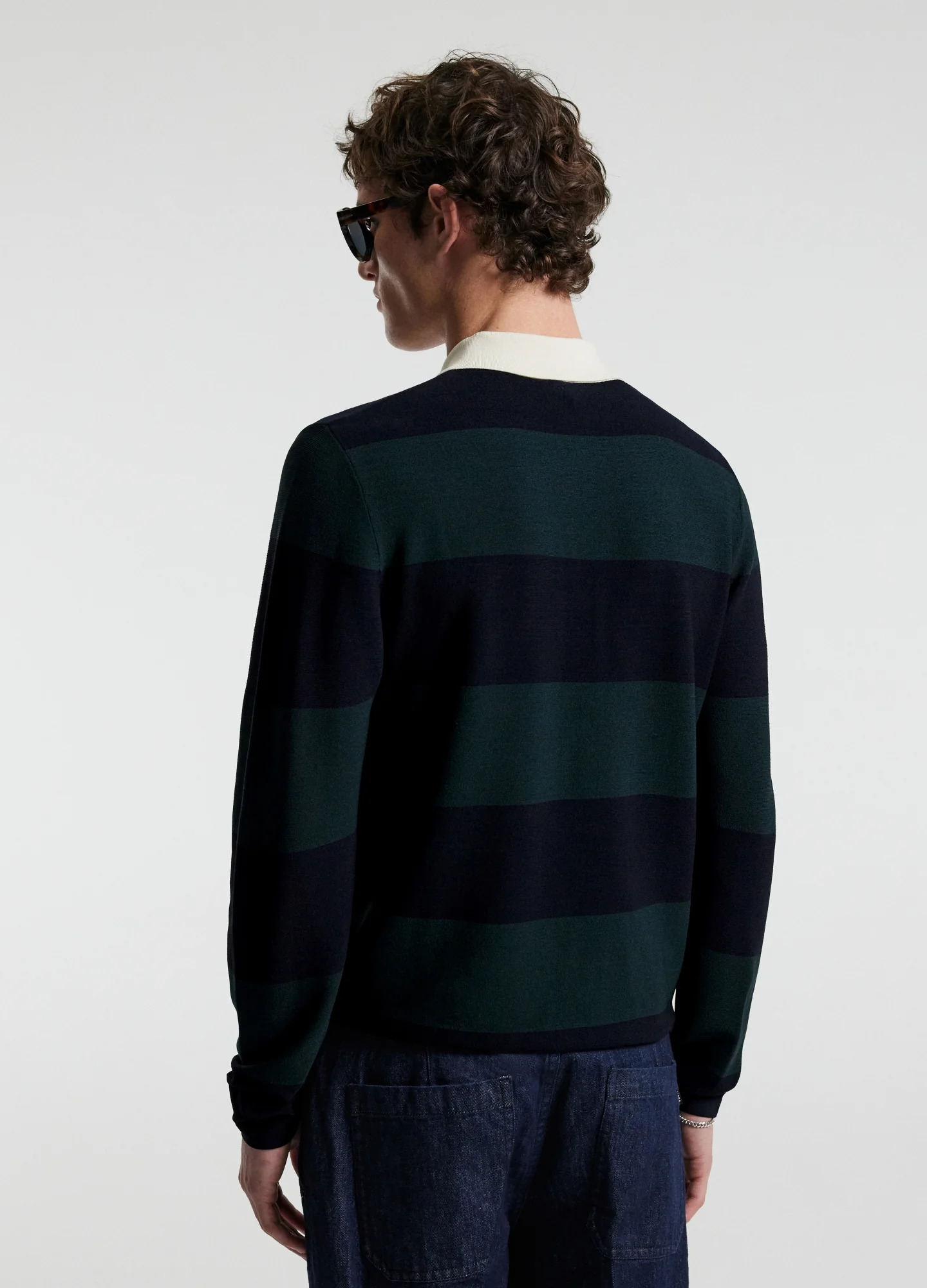 Striped Long Sleeve Rugby Navy - Image 5