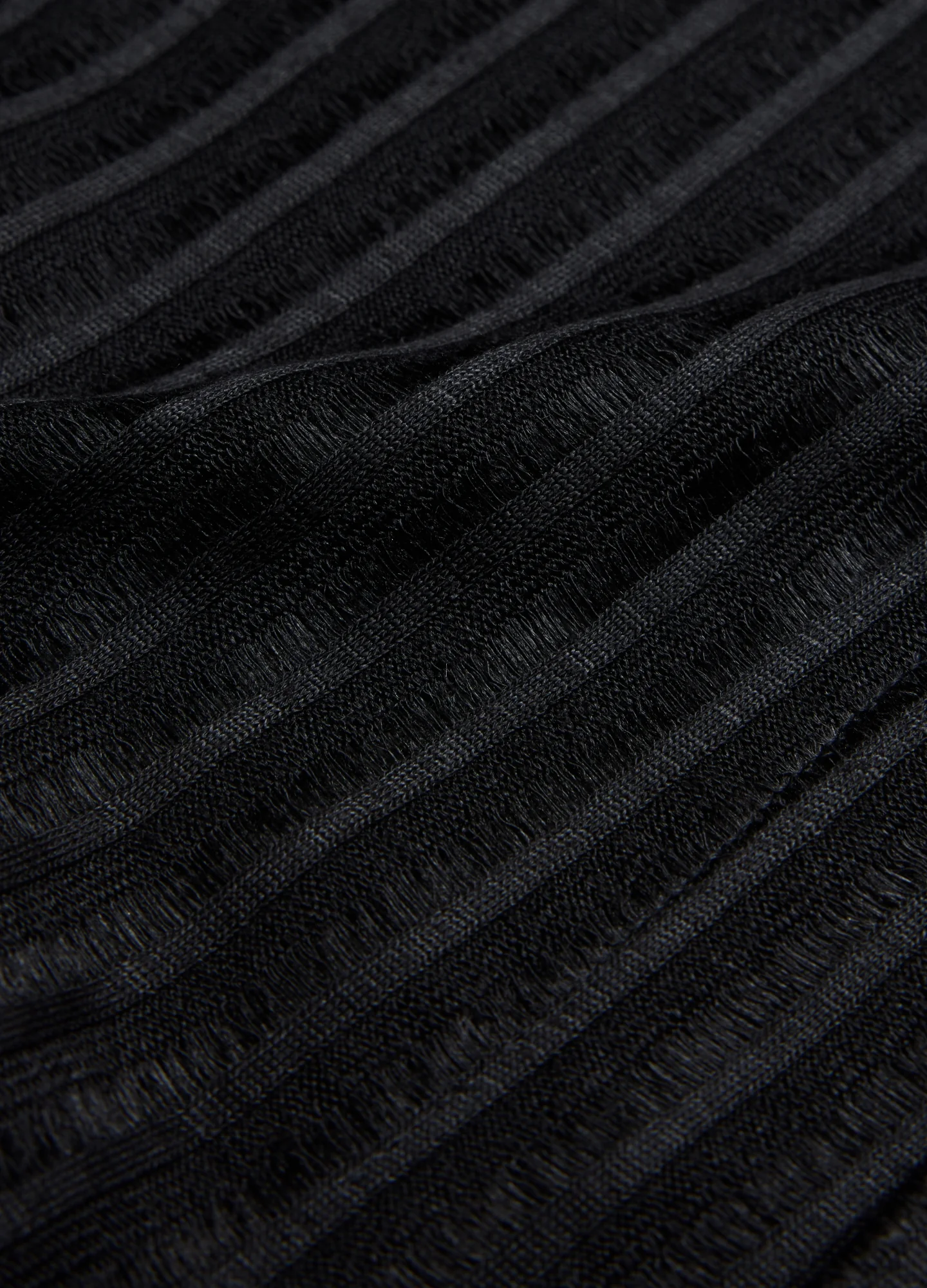 Striped Open Knit Short Sleeve Shirt Black - Image 6