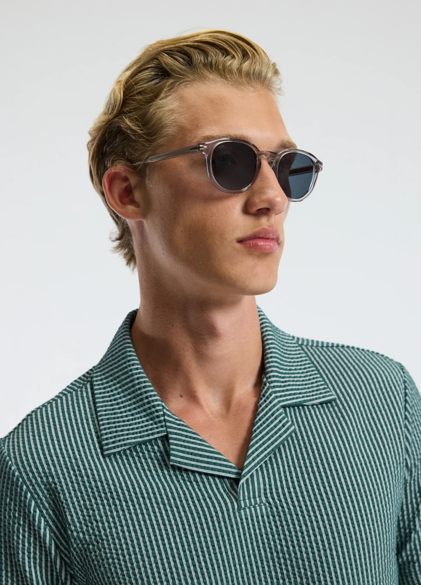 Striped Seersucker Knit Polo Sea Green - Image 4