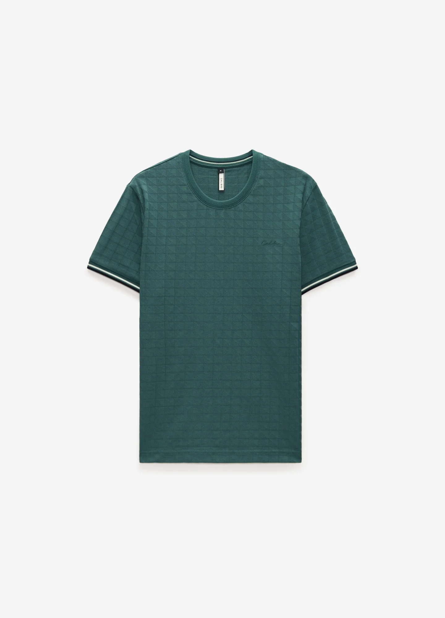 Striped Trim Jacquard T-shirt Sea Green